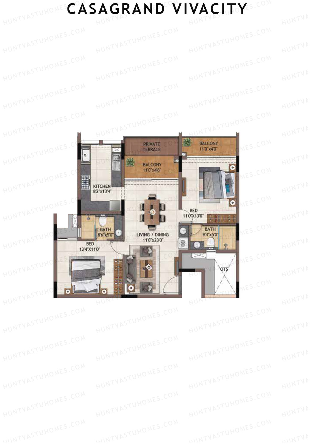 Casagrand Vivacity Tower 1 Unit B11 Floor Plan