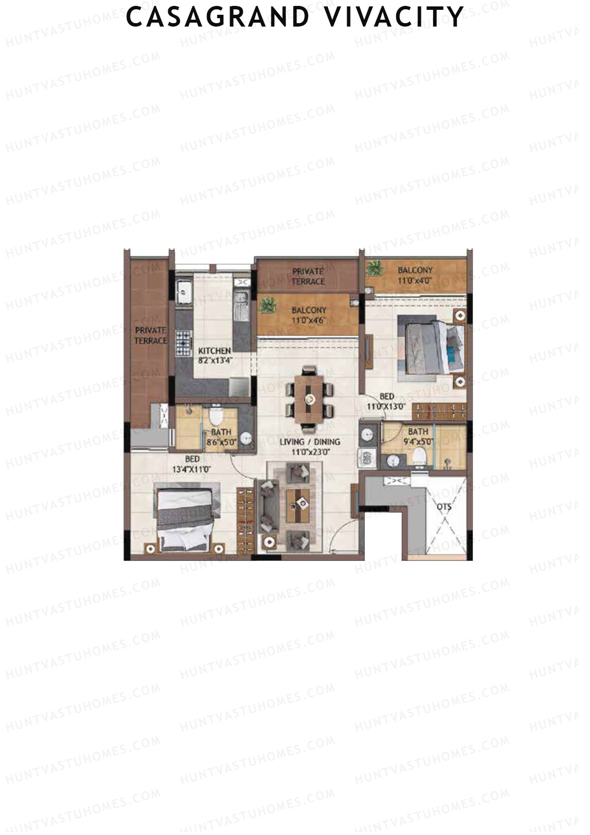Casagrand Vivacity Tower 1 Unit B12 Floor Plan