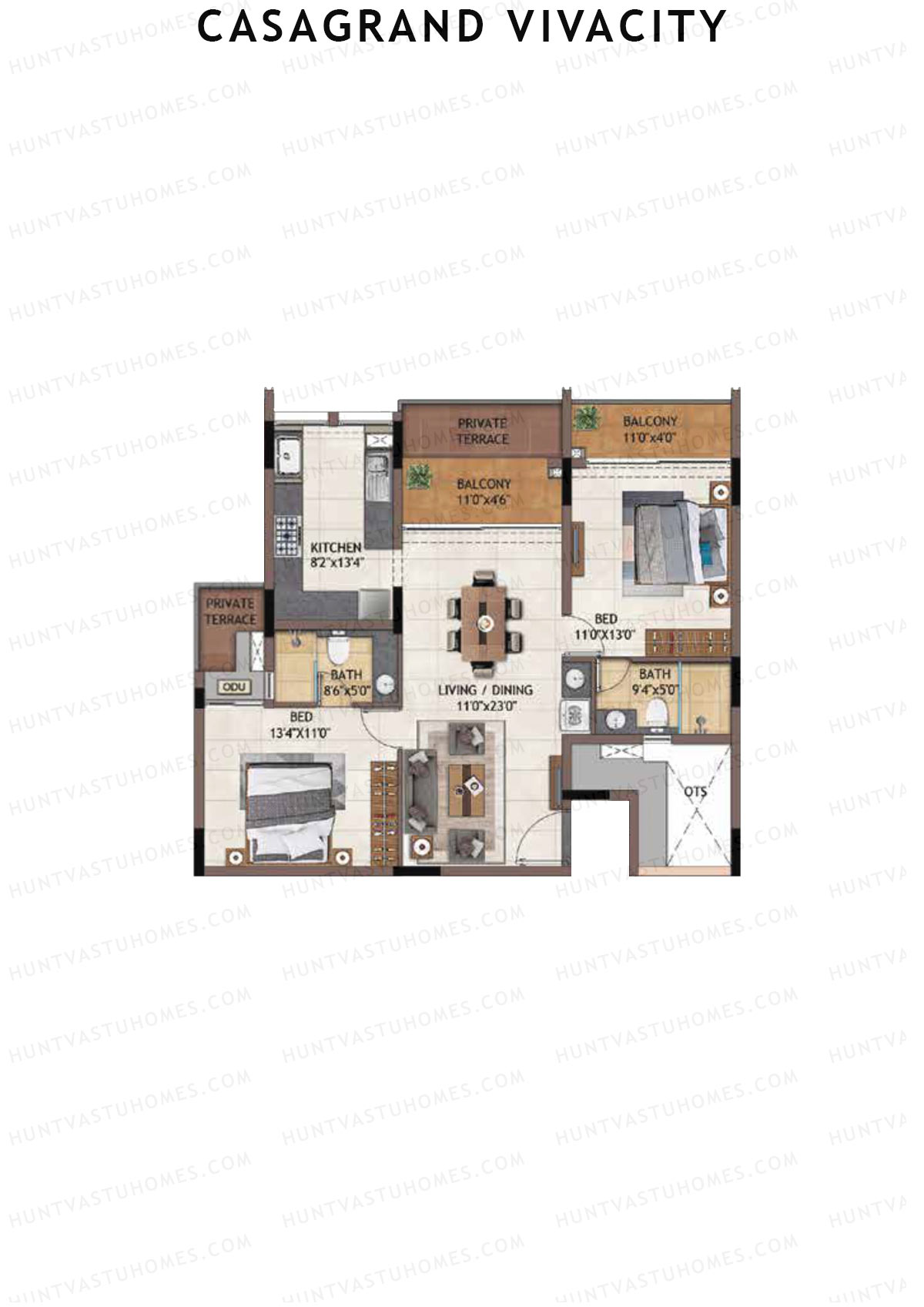 Casagrand Vivacity Tower 1 Unit B13 Floor Plan