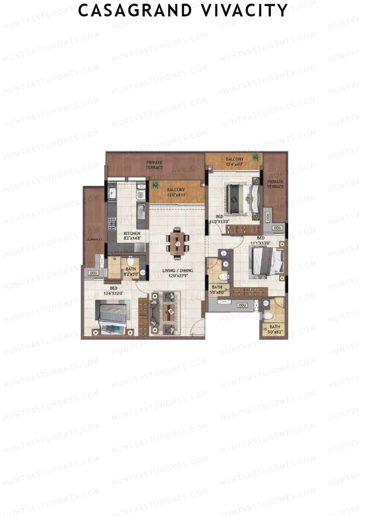 Casagrand Vivacity Tower 1 Unit B1 Floor Plan