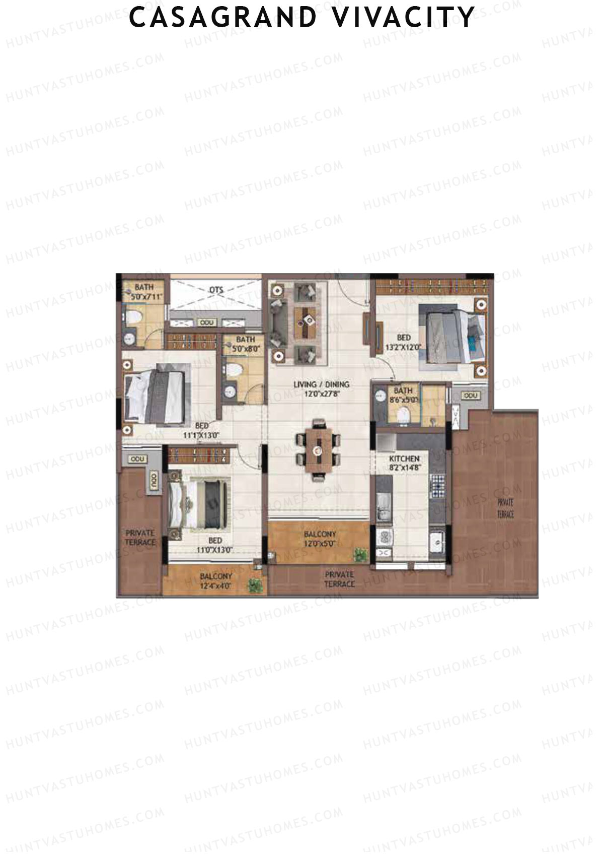 Casagrand Vivacity Tower 1 Unit B3 Floor Plan