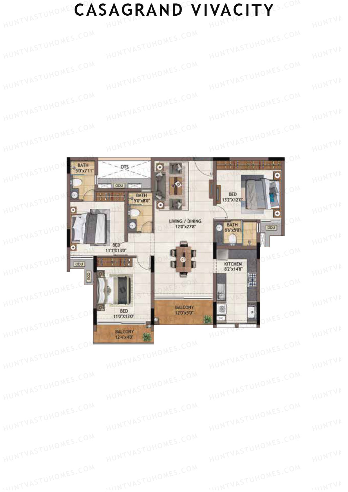 Casagrand Vivacity Tower 1 Unit B4 Floor Plan
