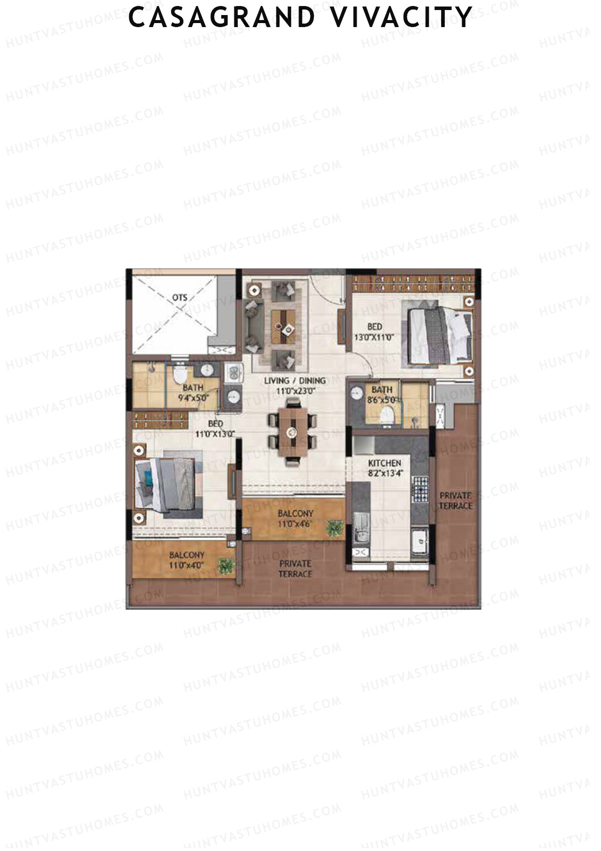 Casagrand Vivacity Tower 1 Unit B5 Floor Plan
