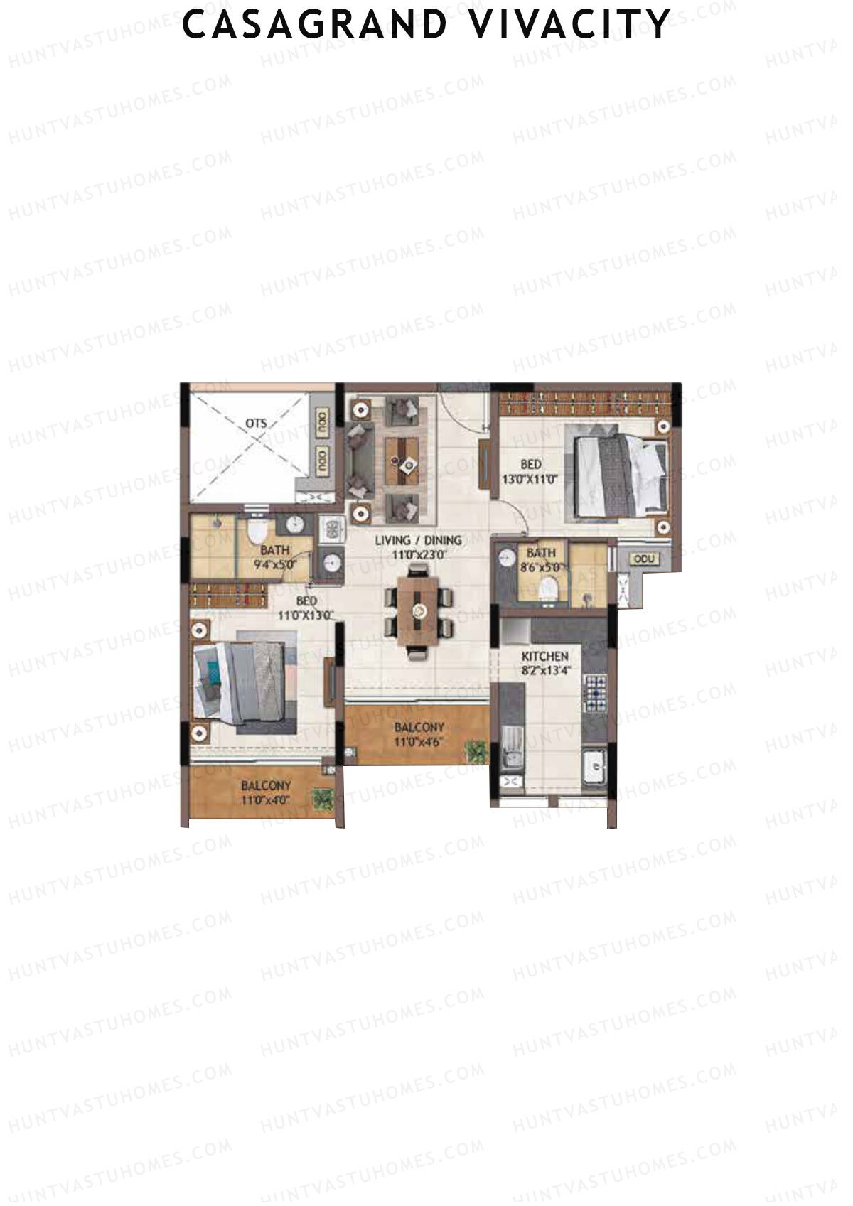 Casagrand Vivacity Tower 1 Unit B7 Floor Plan