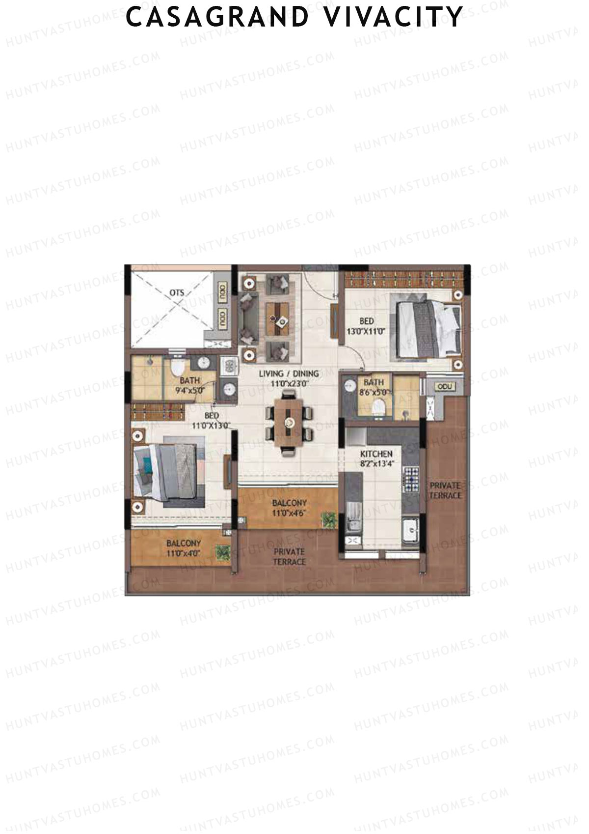 Casagrand Vivacity Tower 1 Unit B7 Floor Plan
