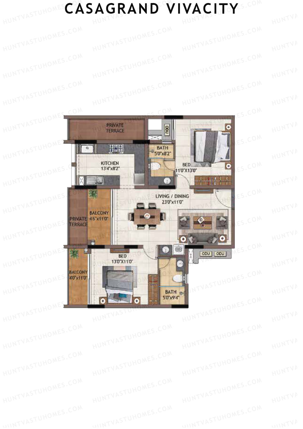 Casagrand Vivacity Tower 1 Unit C1 Floor Plan