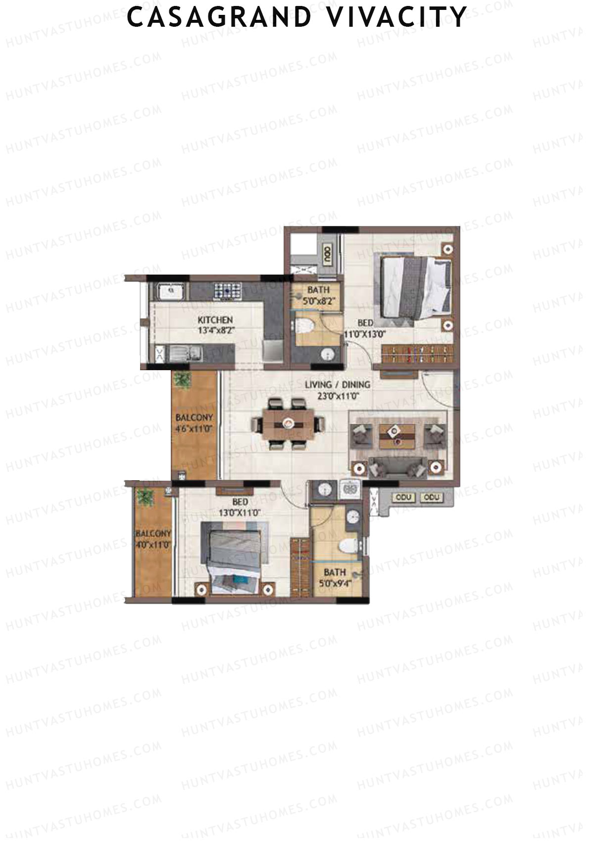 Casagrand Vivacity Tower 1 Unit C2 Floor Plan