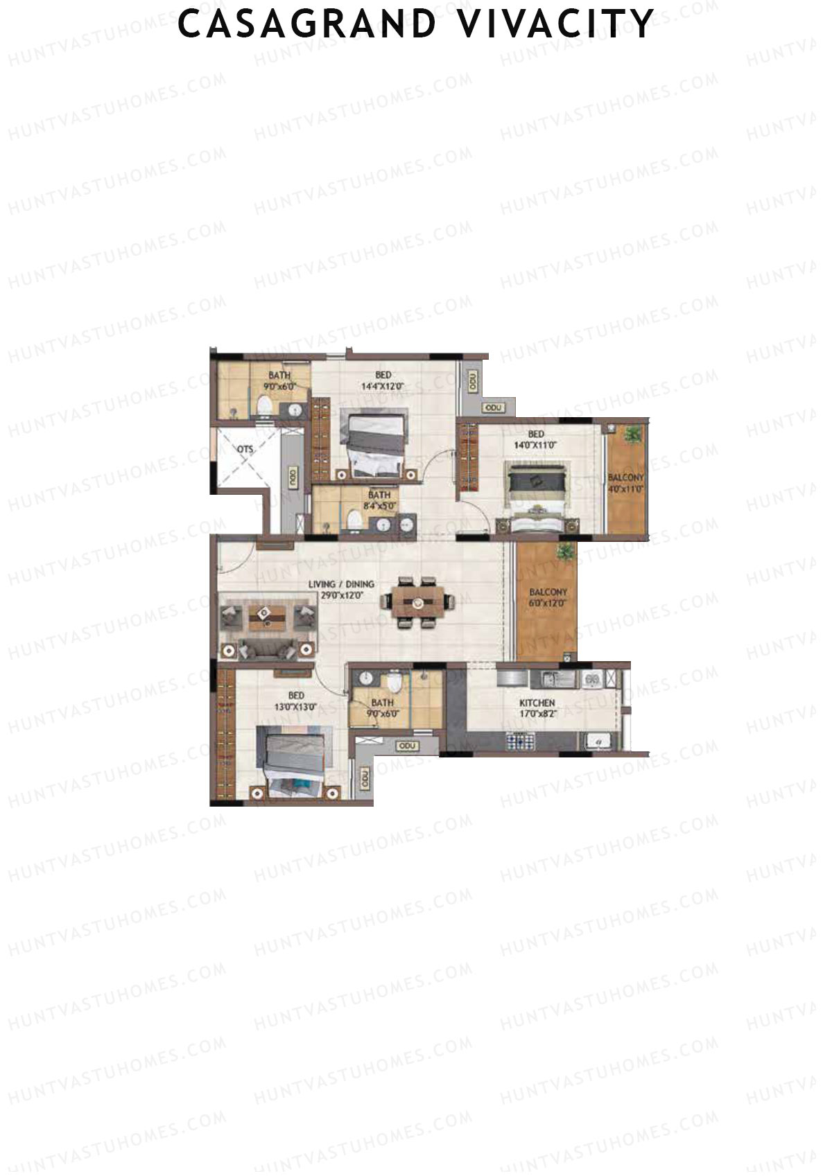 Casagrand Vivacity Tower 1 Unit C5 Floor Plan