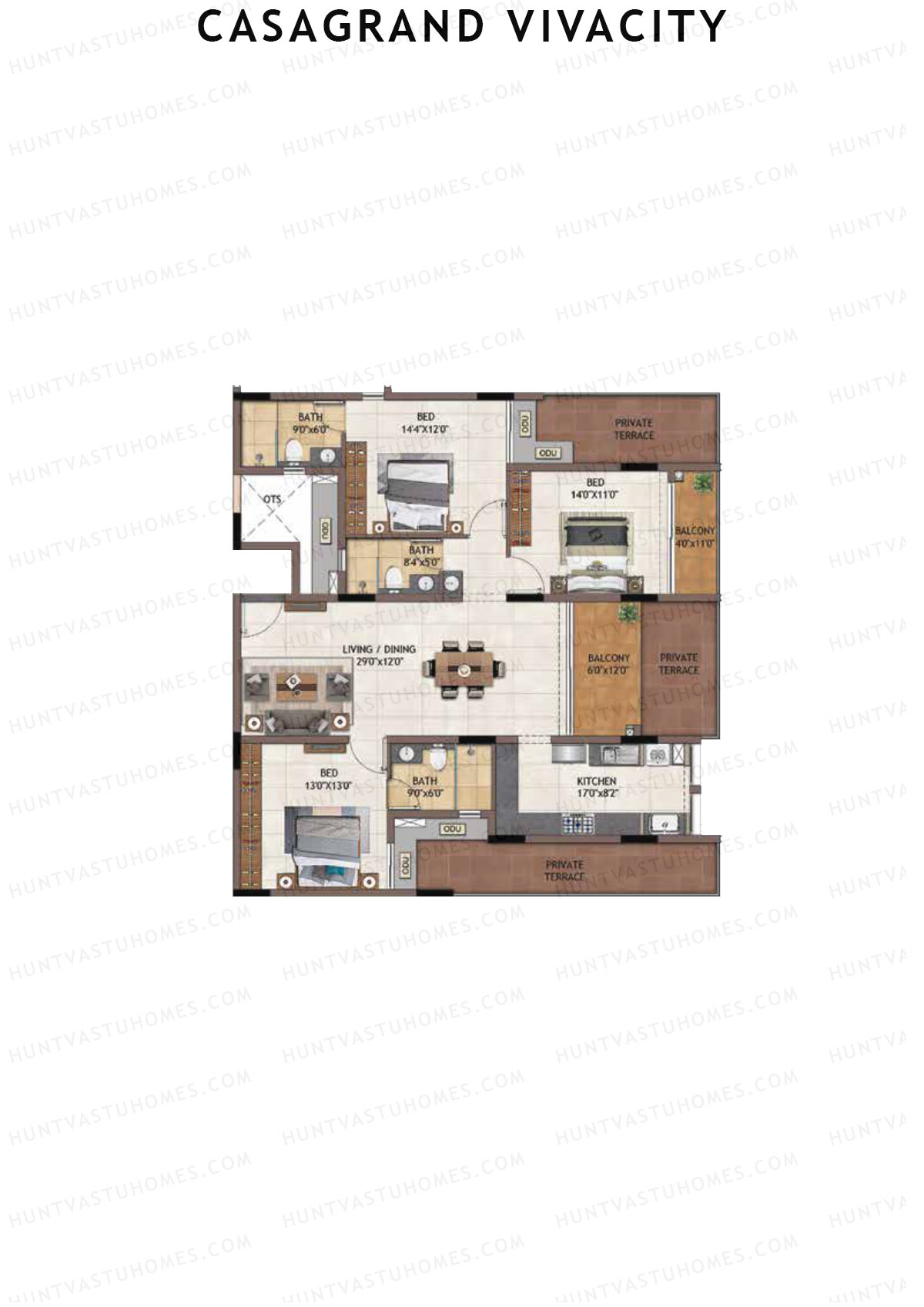 Casagrand Vivacity Tower 1 Unit C5 Floor Plan