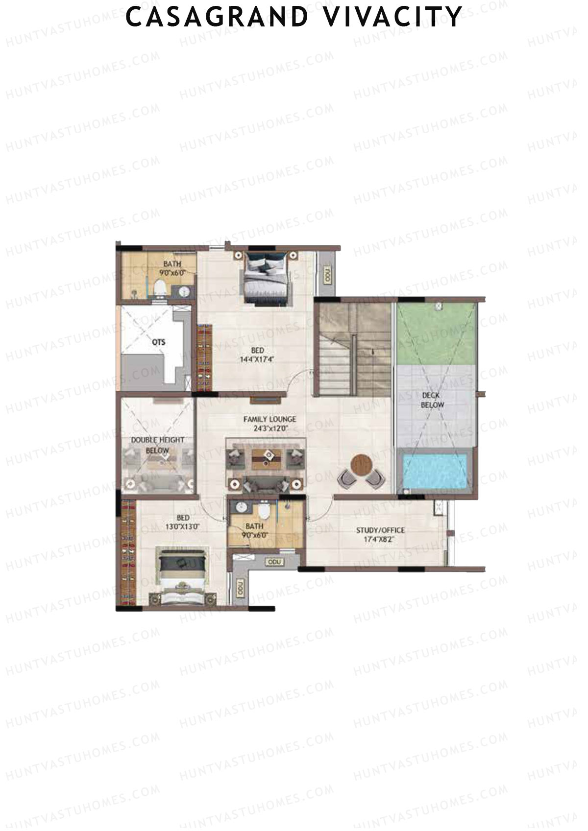 Casagrand Vivacity Tower 1 Unit C5 (Penthouse) Floor Plan