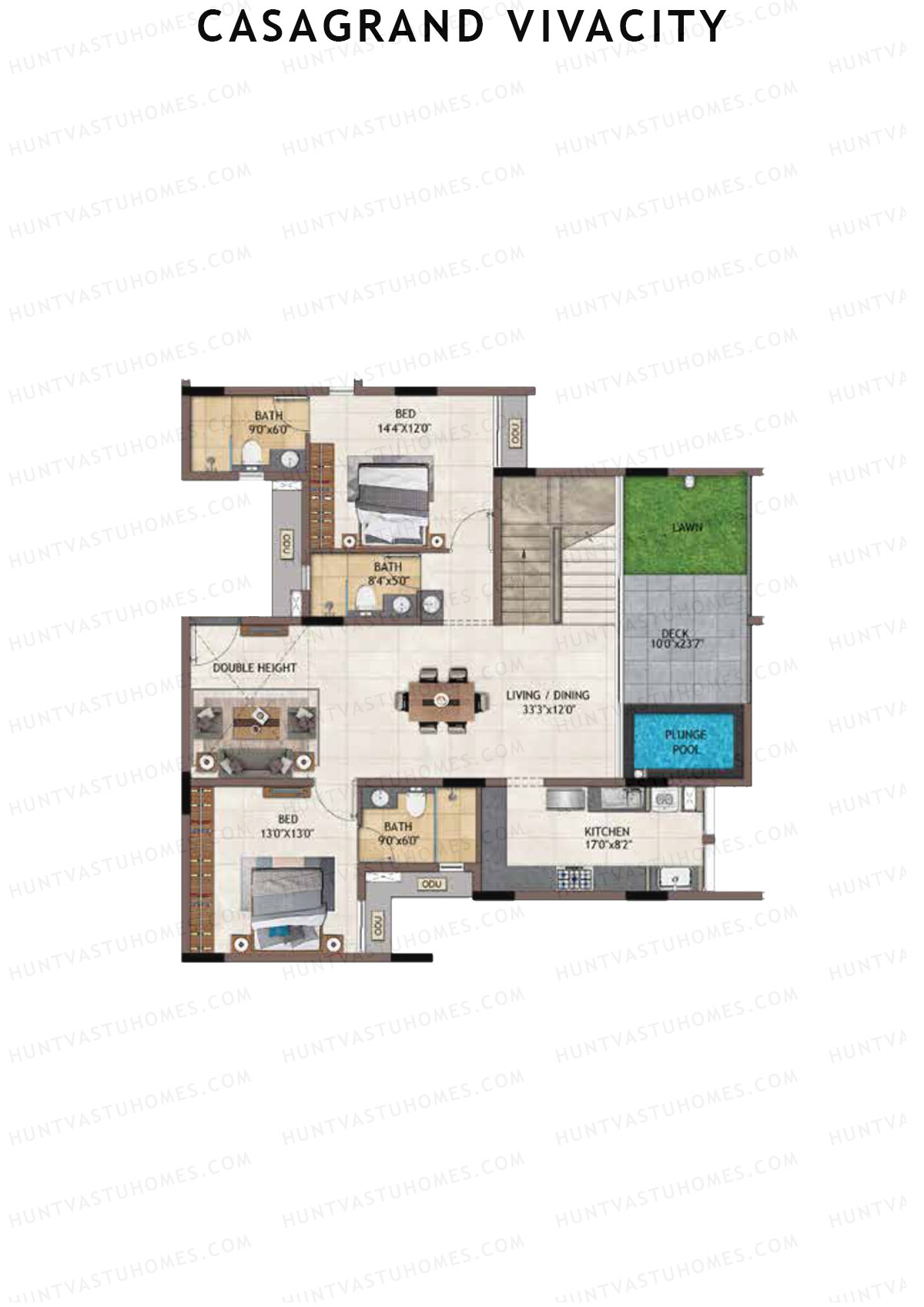 Casagrand Vivacity Tower 1 Unit C5 (Penthouse) Floor Plan