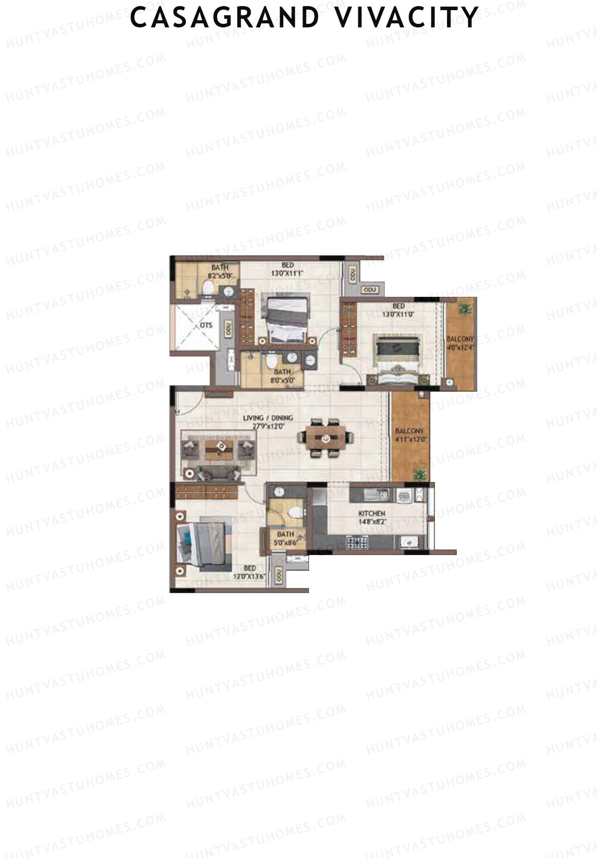 Casagrand Vivacity Tower 1 Unit C6 Floor Plan