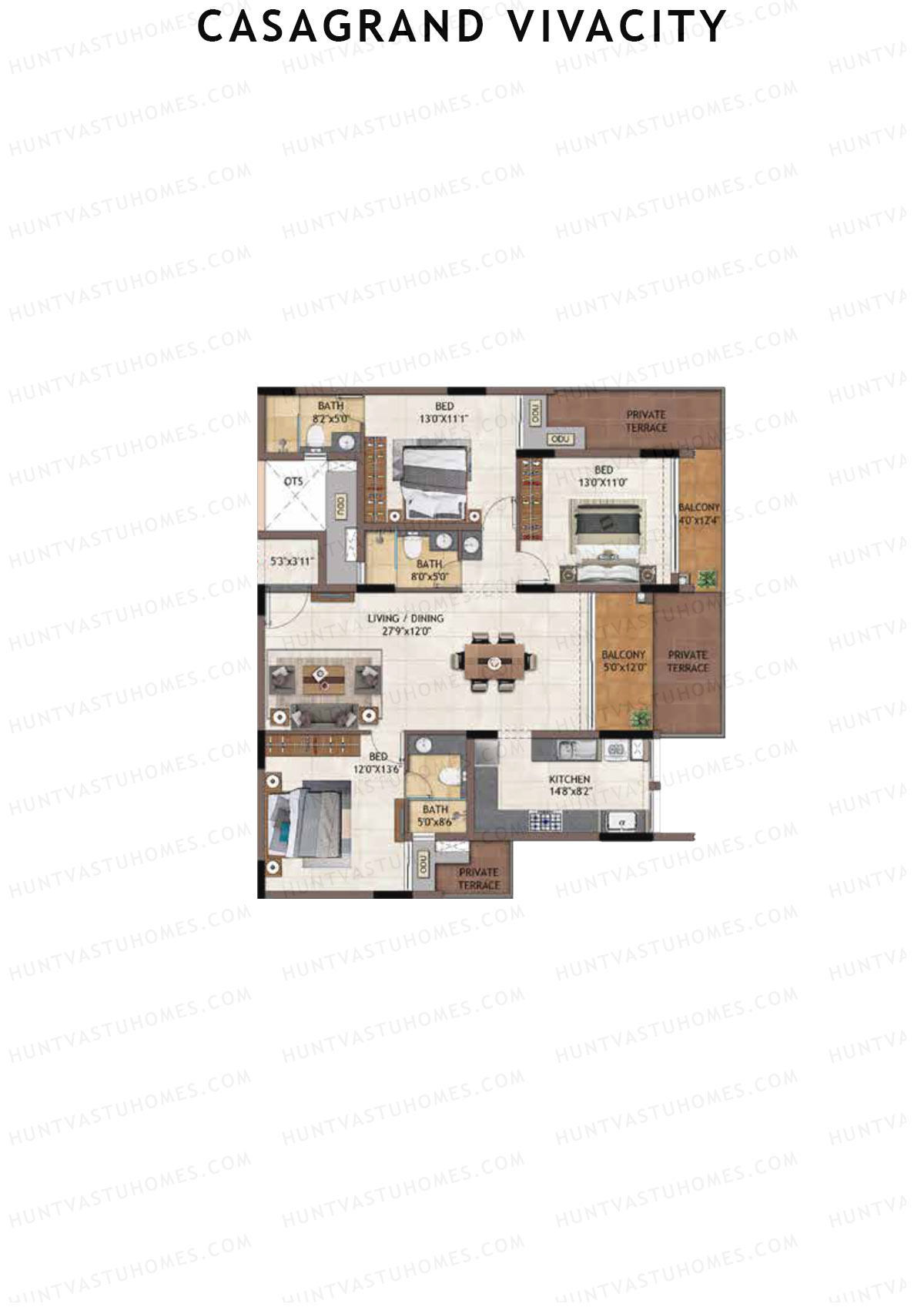 Casagrand Vivacity Tower 1 Unit C6 Floor Plan