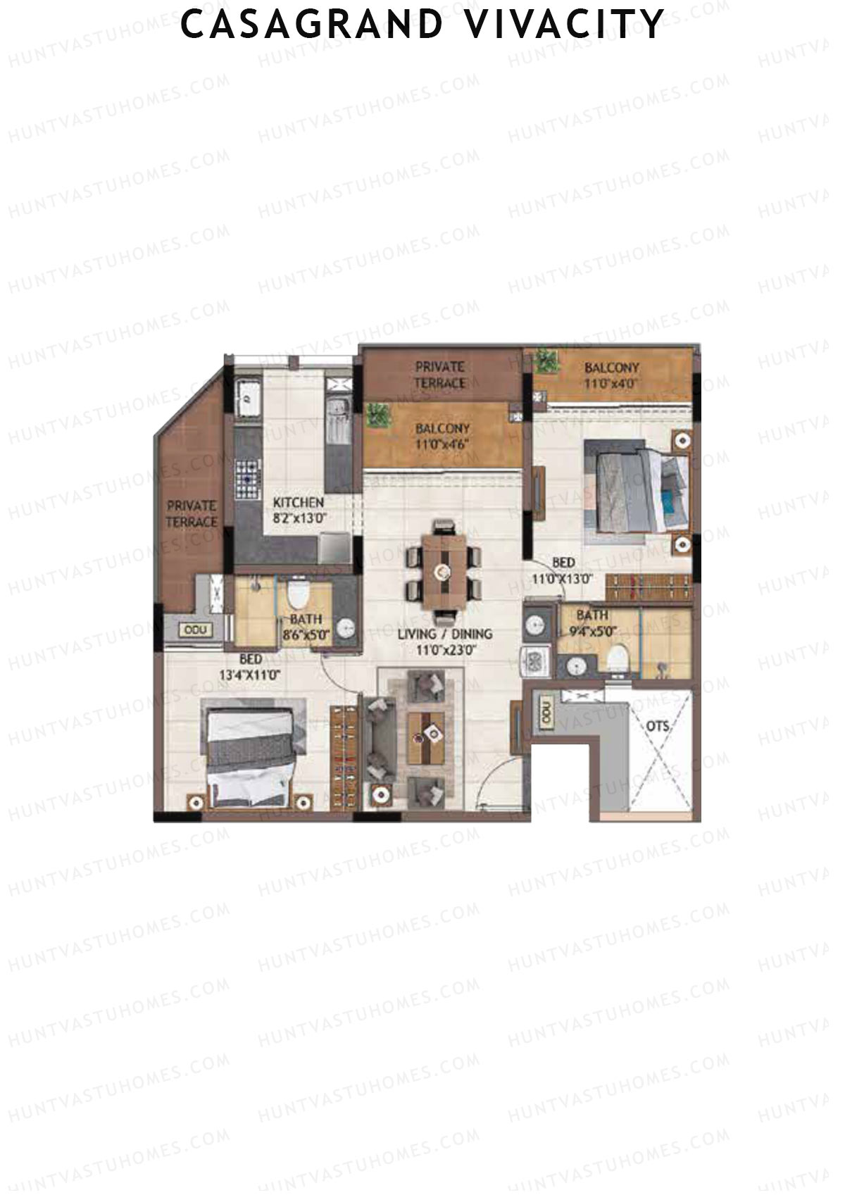 Casagrand Vivacity Tower 2 Unit A1 Floor Plan