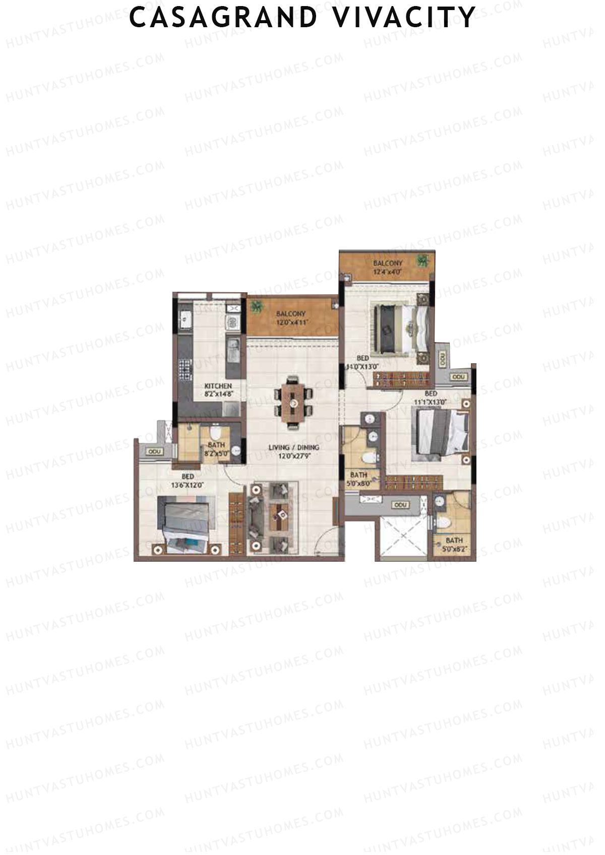 Casagrand Vivacity Tower 2 Unit A2 Floor Plan