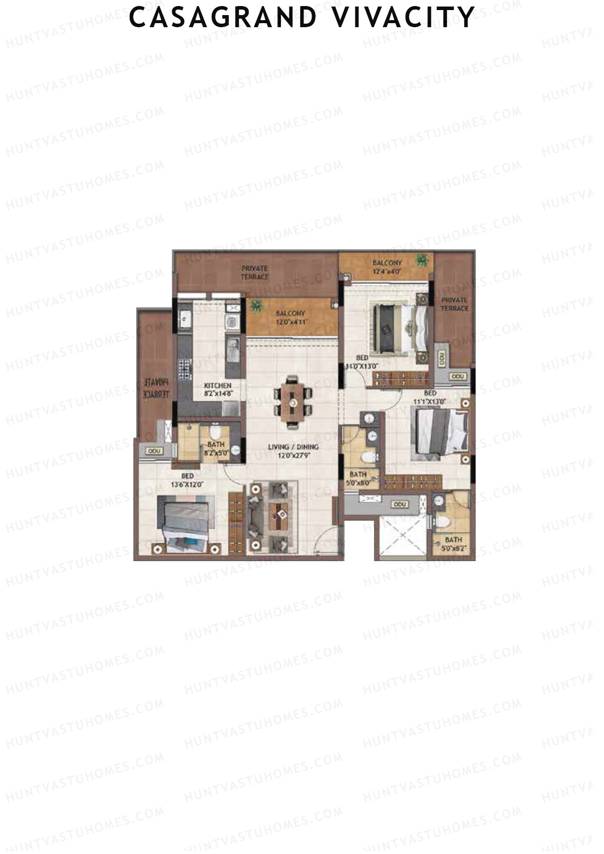 Casagrand Vivacity Tower 2 Unit A2 Floor Plan