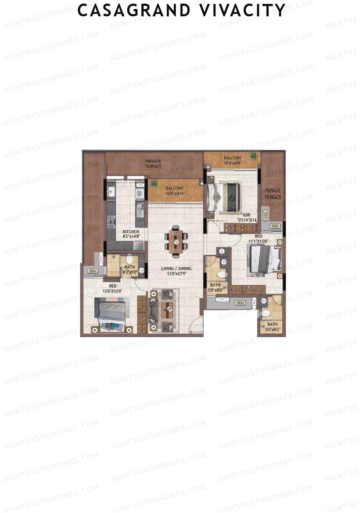 Casagrand Vivacity Tower 2 Unit A3 Floor Plan