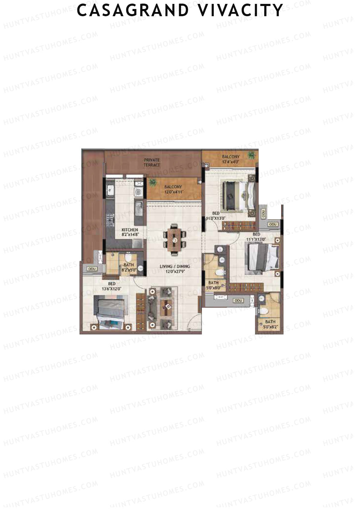 Casagrand Vivacity Tower 2 Unit A4 Floor Plan