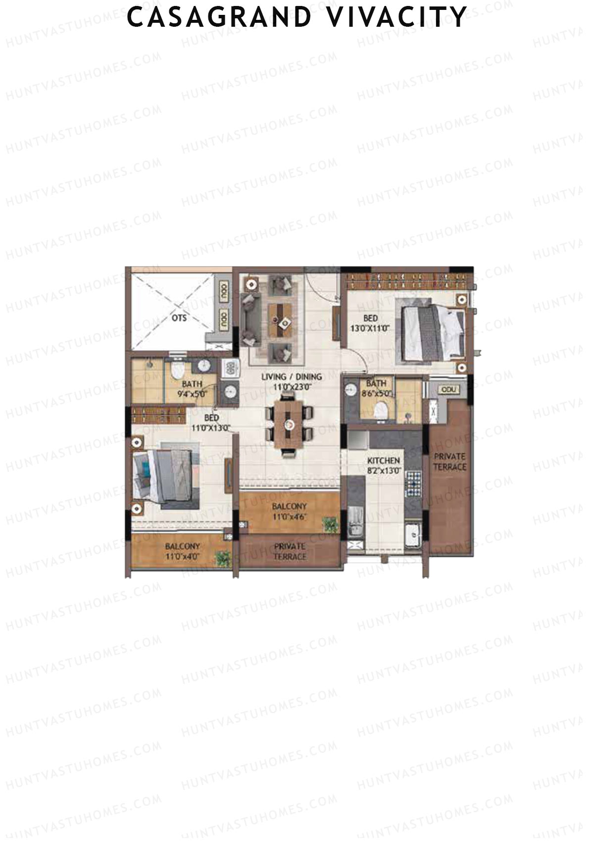 Casagrand Vivacity Tower 2 Unit A6 Floor Plan