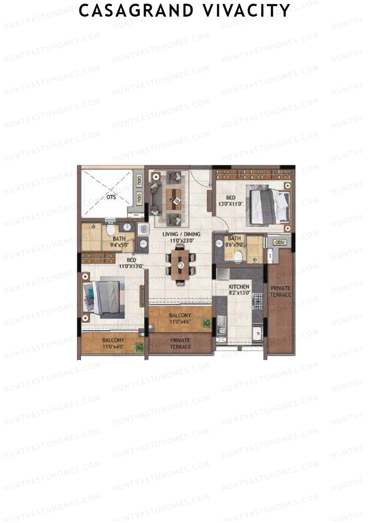 Casagrand Vivacity Tower 2 Unit A7 Floor Plan