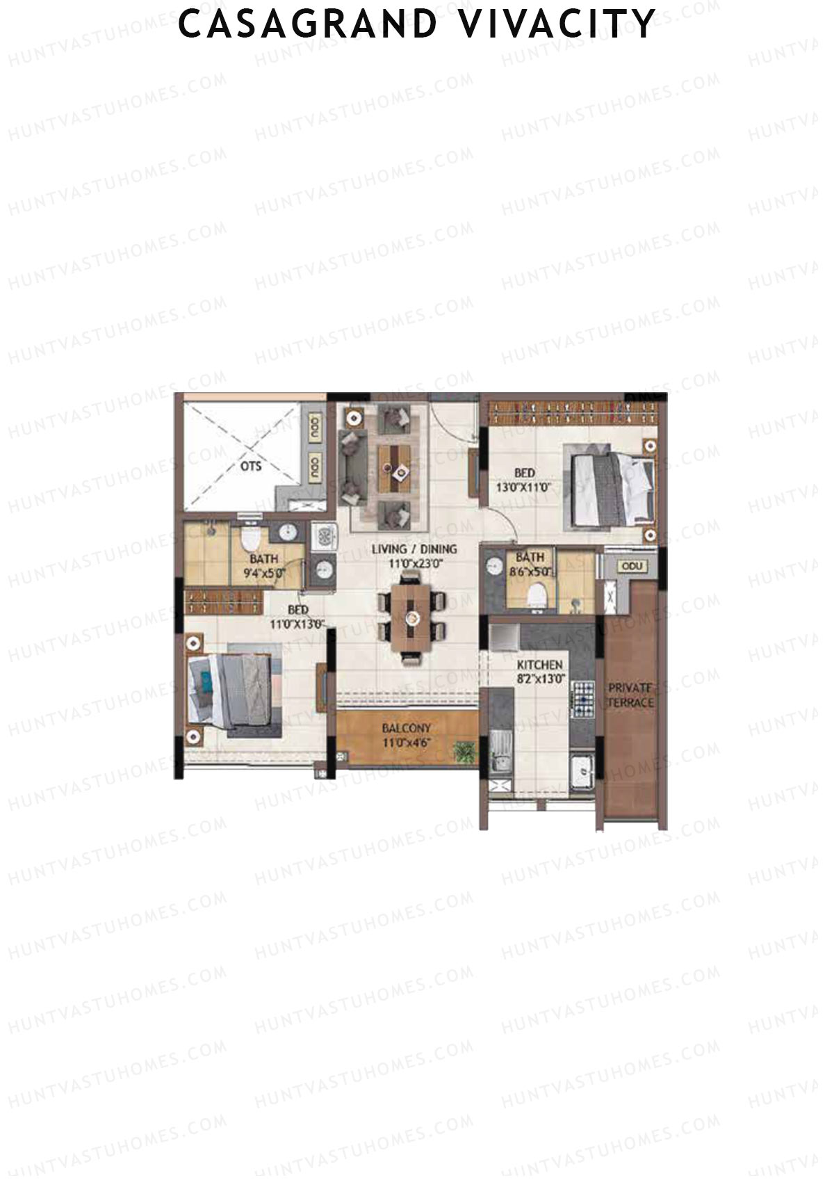 Casagrand Vivacity Tower 2 Unit A8 Floor Plan