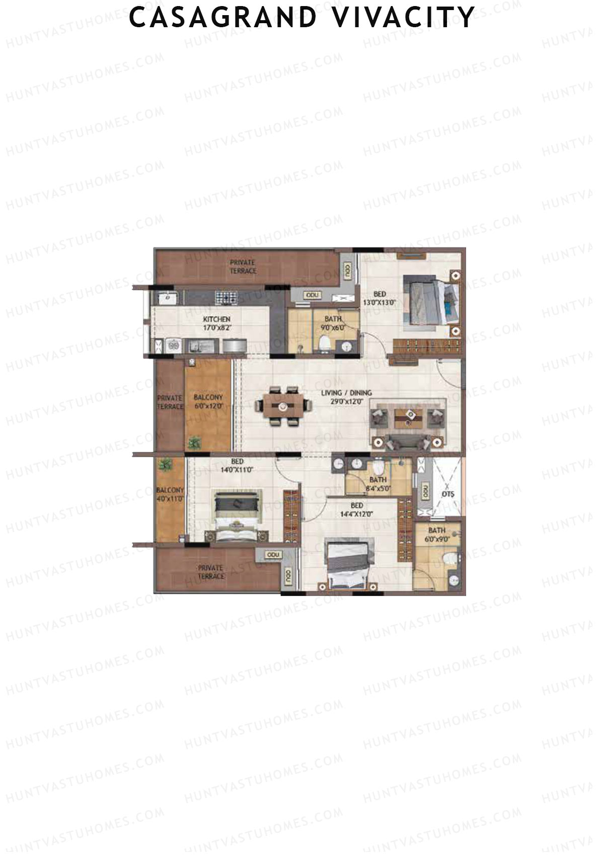 Casagrand Vivacity Tower 2 Unit B3 Floor Plan