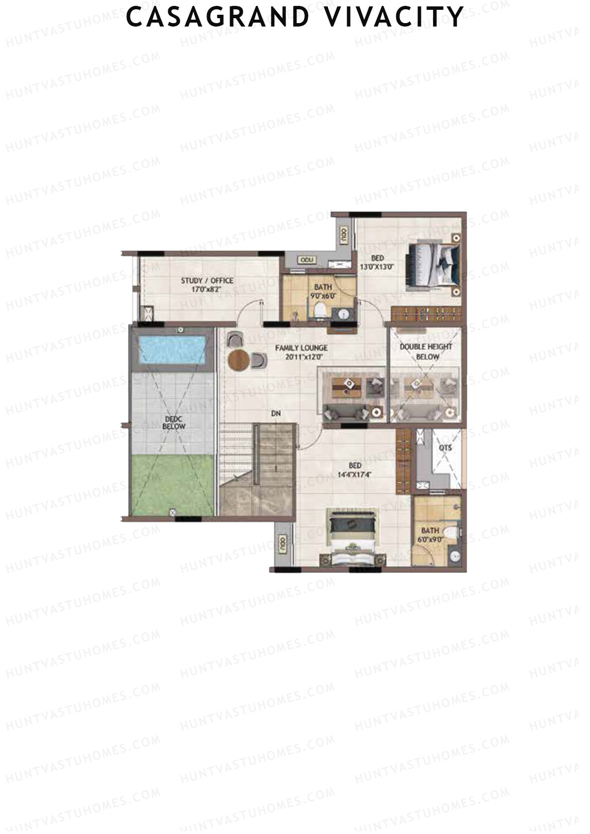 Casagrand Vivacity Tower 2 Unit B3 (Penthouse) Floor Plan