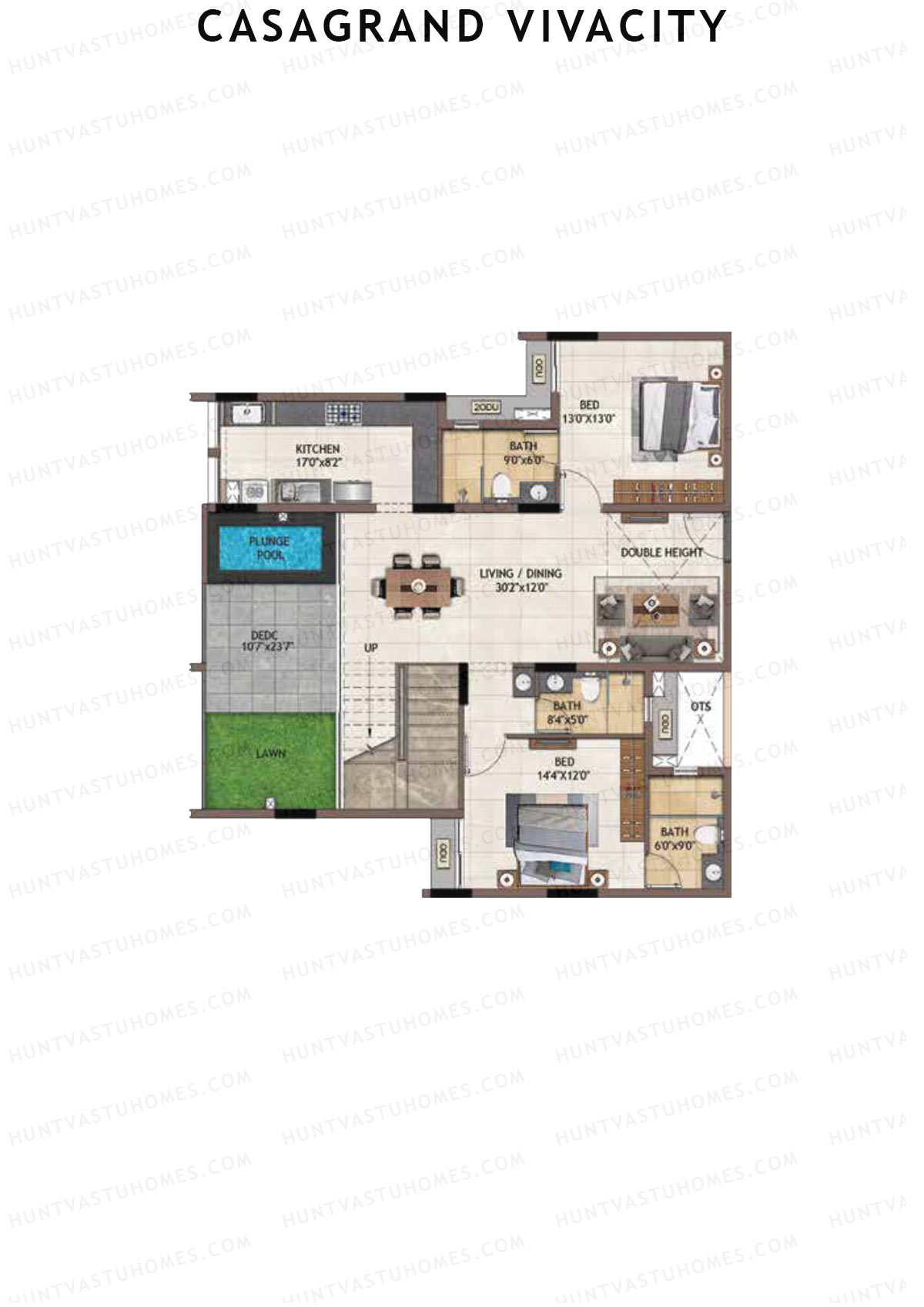 Casagrand Vivacity Tower 2 Unit B3 (Penthouse) Floor Plan