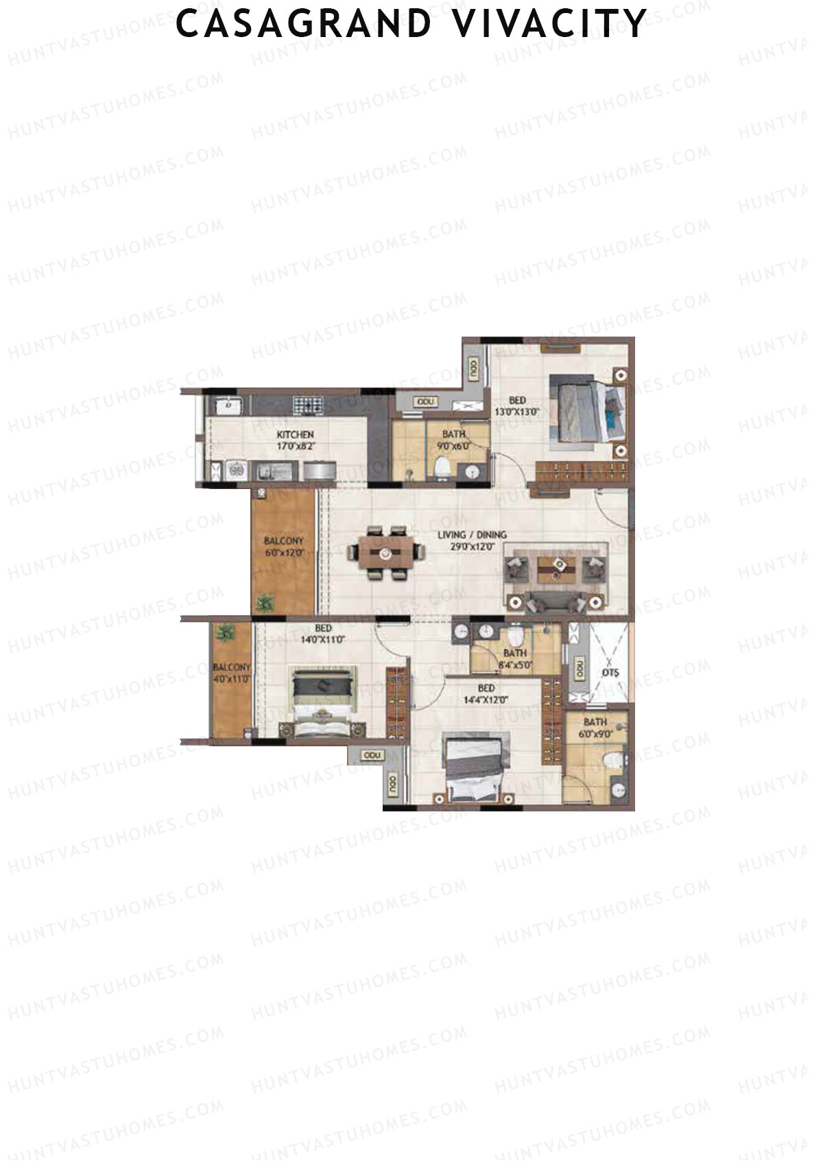 Casagrand Vivacity Tower 2 Unit B4 Floor Plan