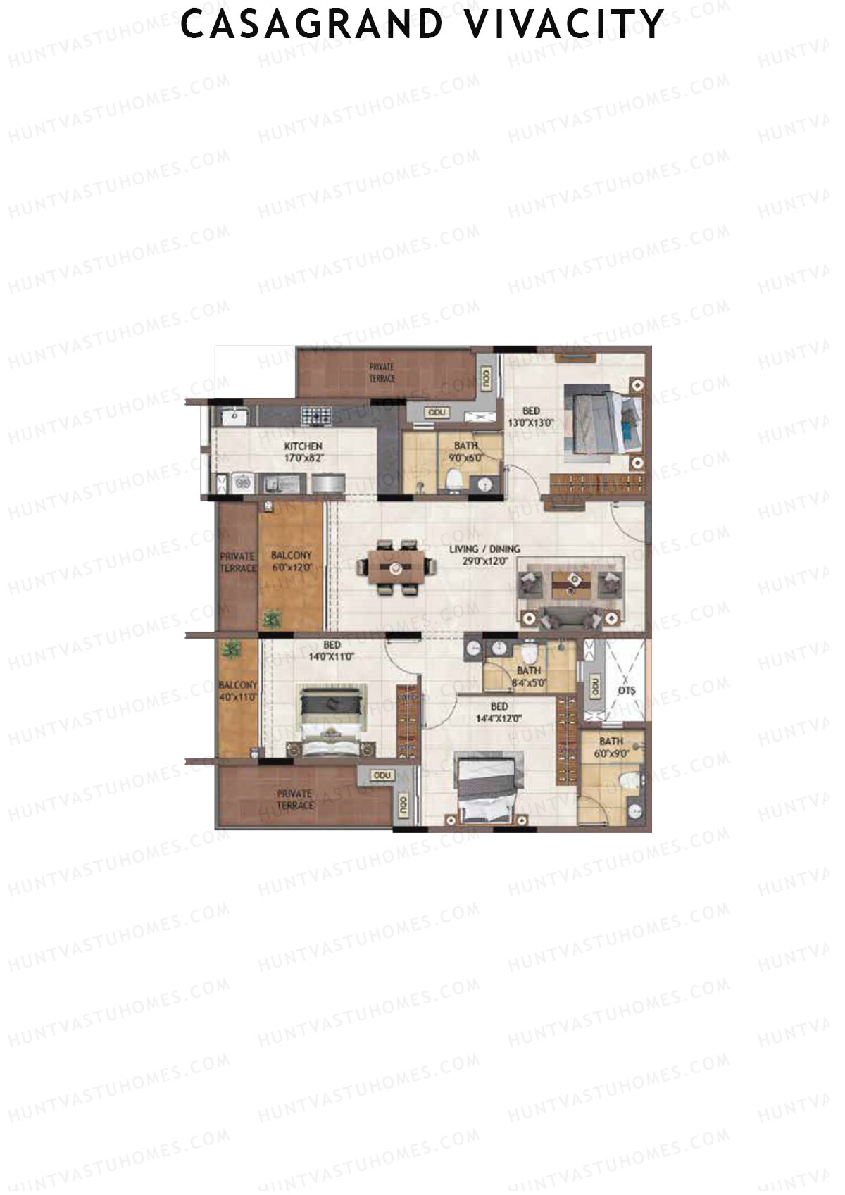 Casagrand Vivacity Tower 2 Unit B7 Floor Plan