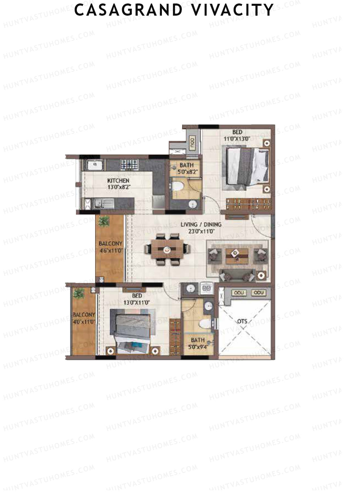 Casagrand Vivacity Tower 2 Unit B8 Floor Plan