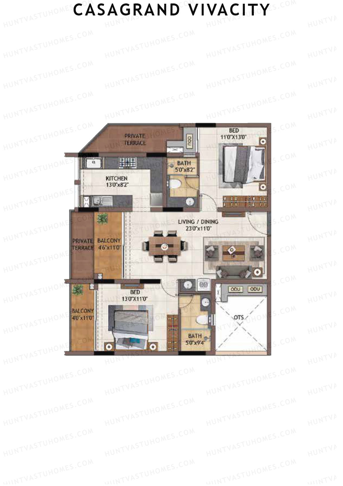 Casagrand Vivacity Tower 2 Unit B8 Floor Plan
