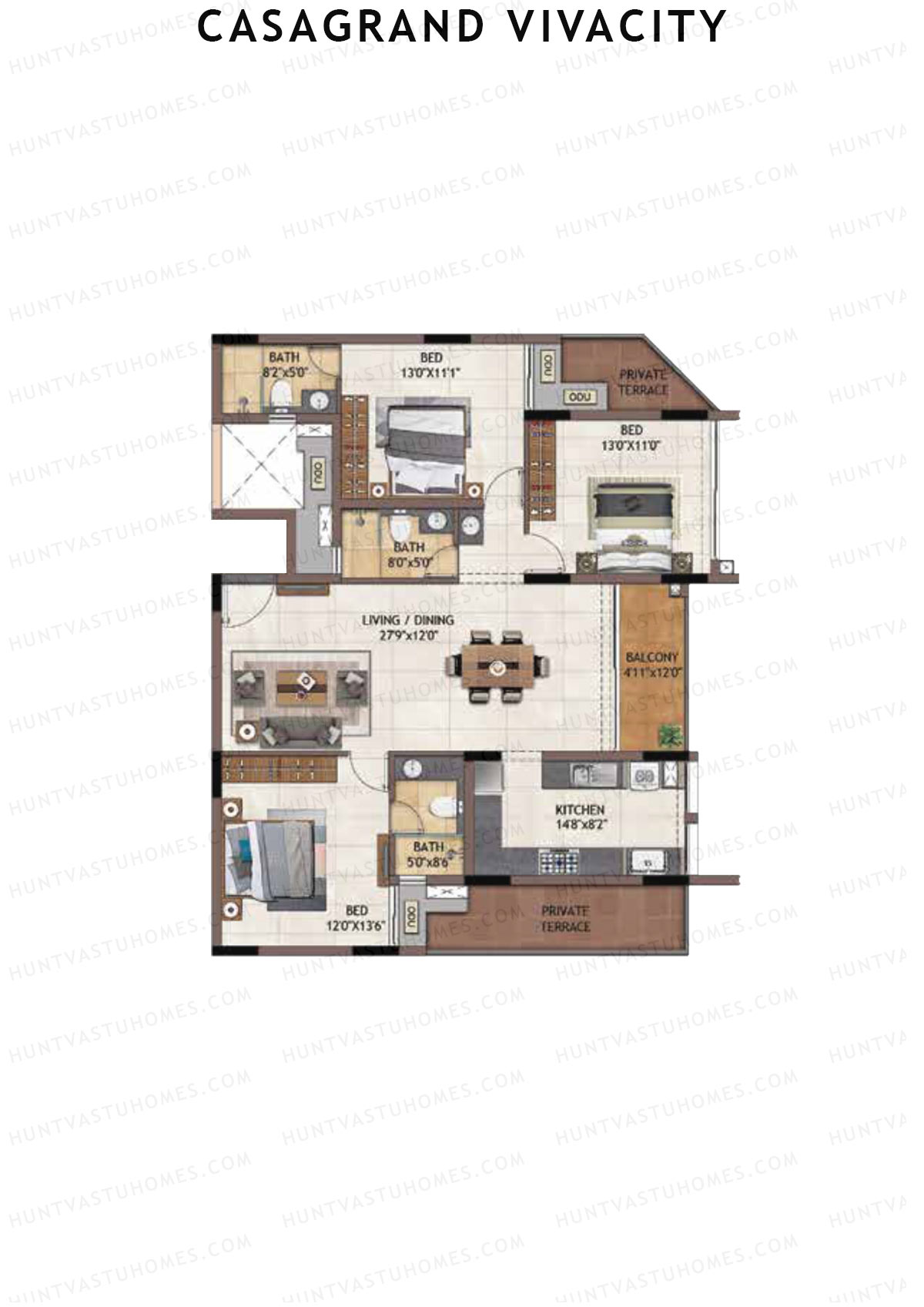 Casagrand Vivacity Tower 2 Unit B9 Floor Plan