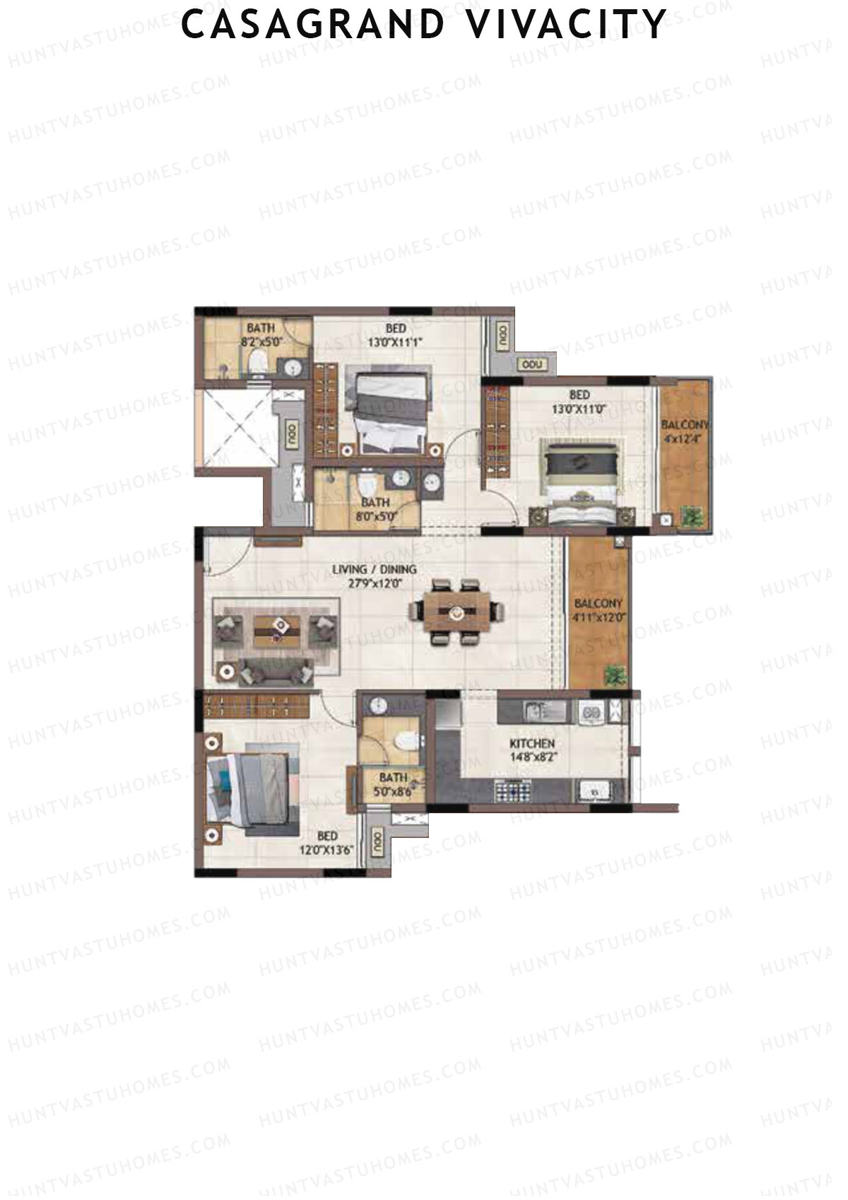 Casagrand Vivacity Tower 2 Unit B9 Floor Plan