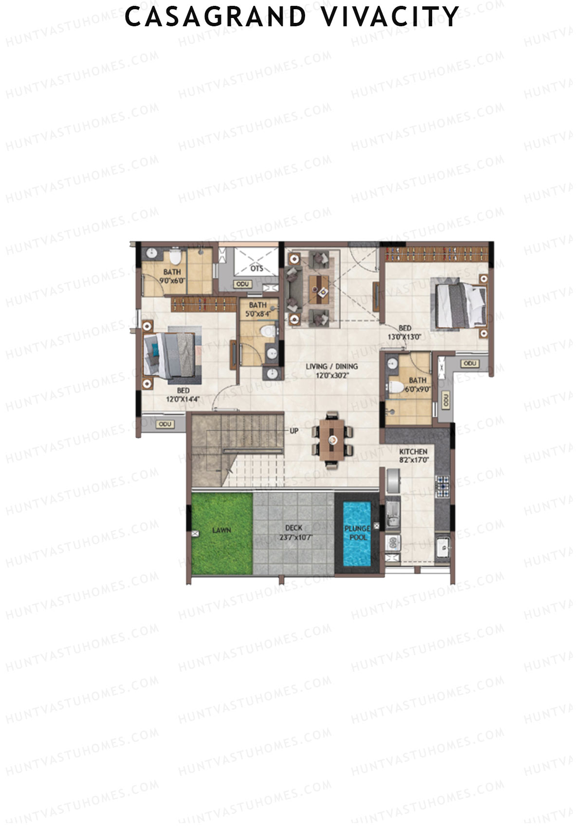 Casagrand Vivacity Tower 2 Unit C3 (Penthouse) Floor Plan