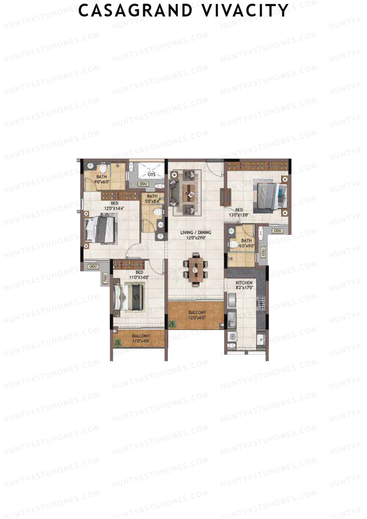 Casagrand Vivacity Tower 2 Unit C4 Floor Plan