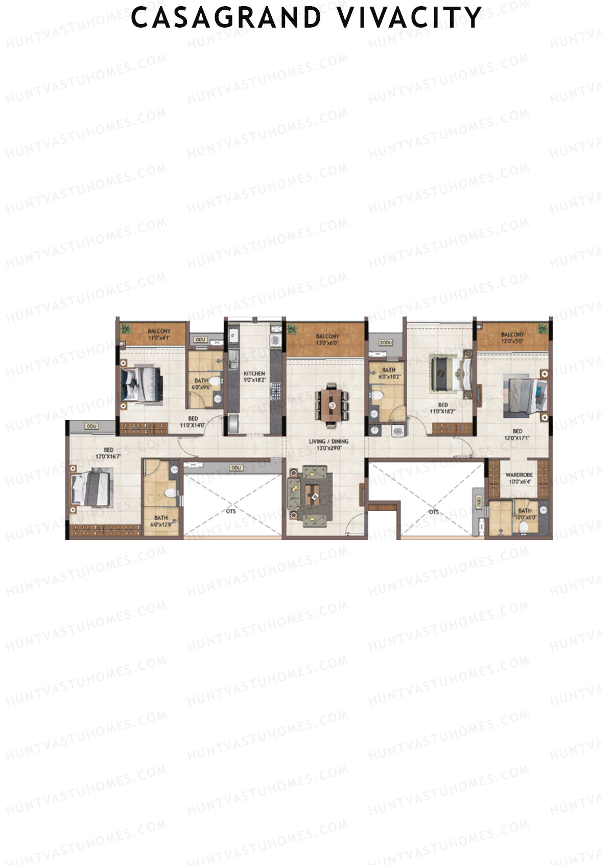 Casagrand Vivacity Tower 2 Unit C6 Floor Plan
