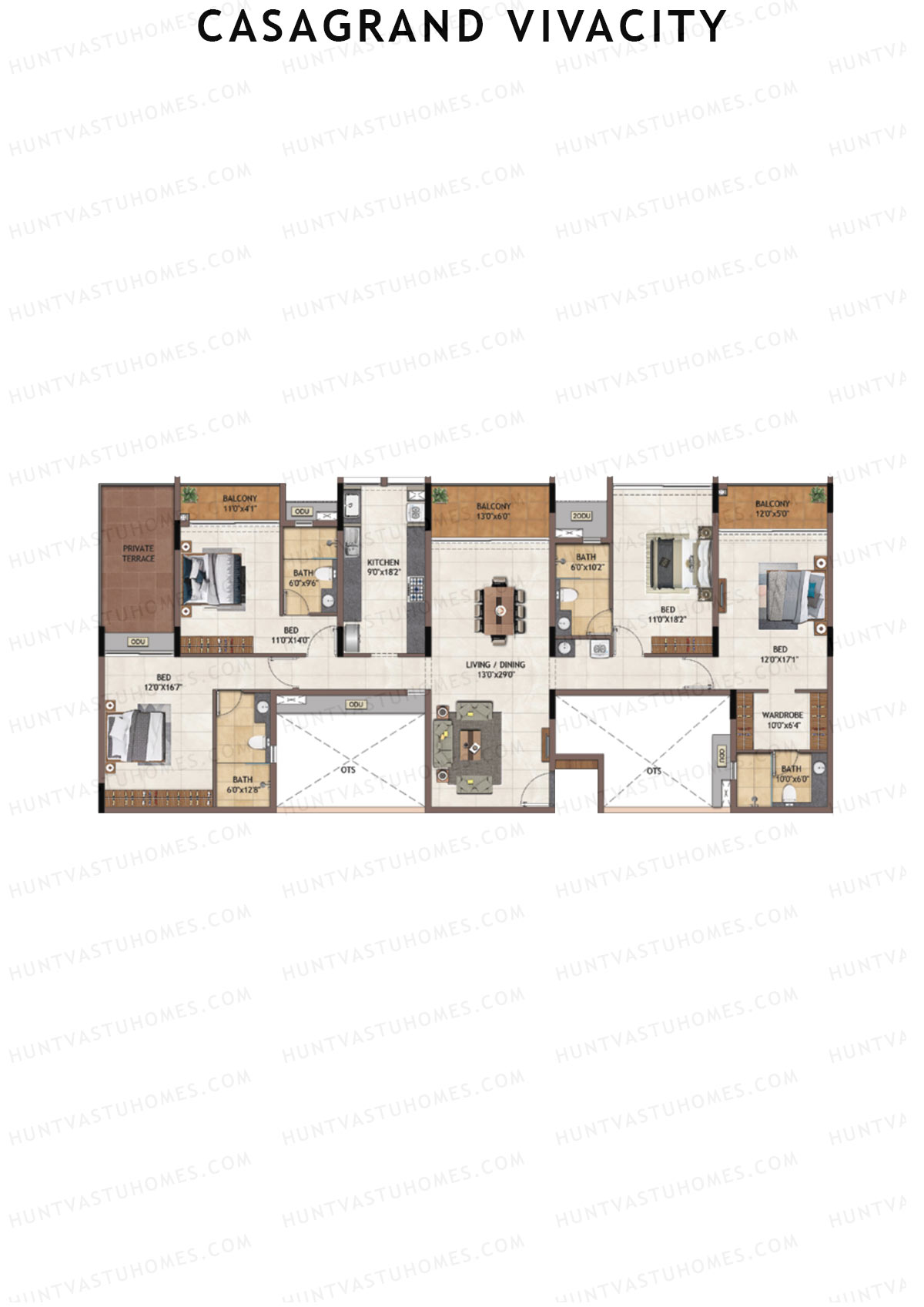 Casagrand Vivacity Tower 2 Unit C6 Floor Plan