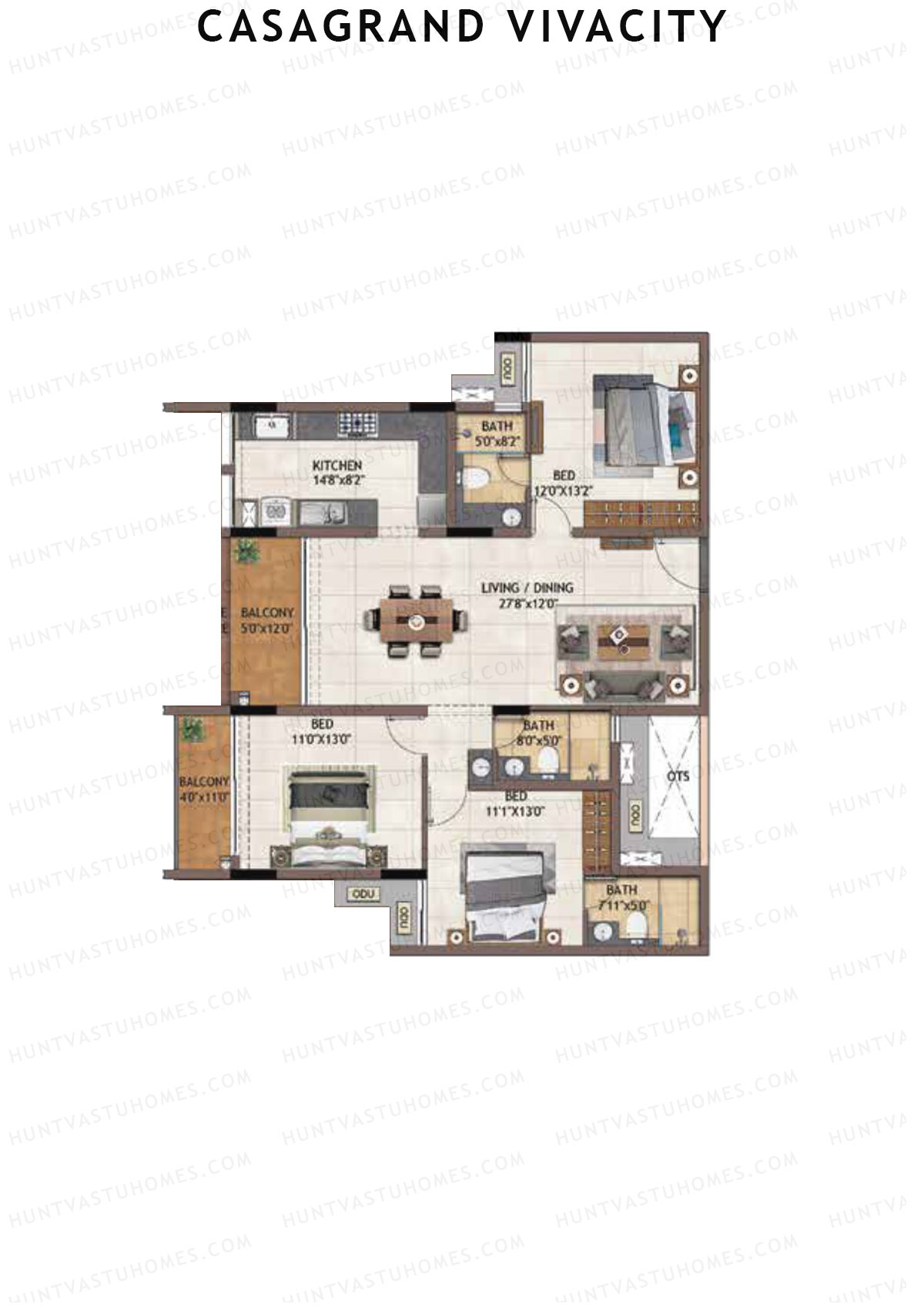 Casagrand Vivacity Tower 2 Unit D2 Floor Plan