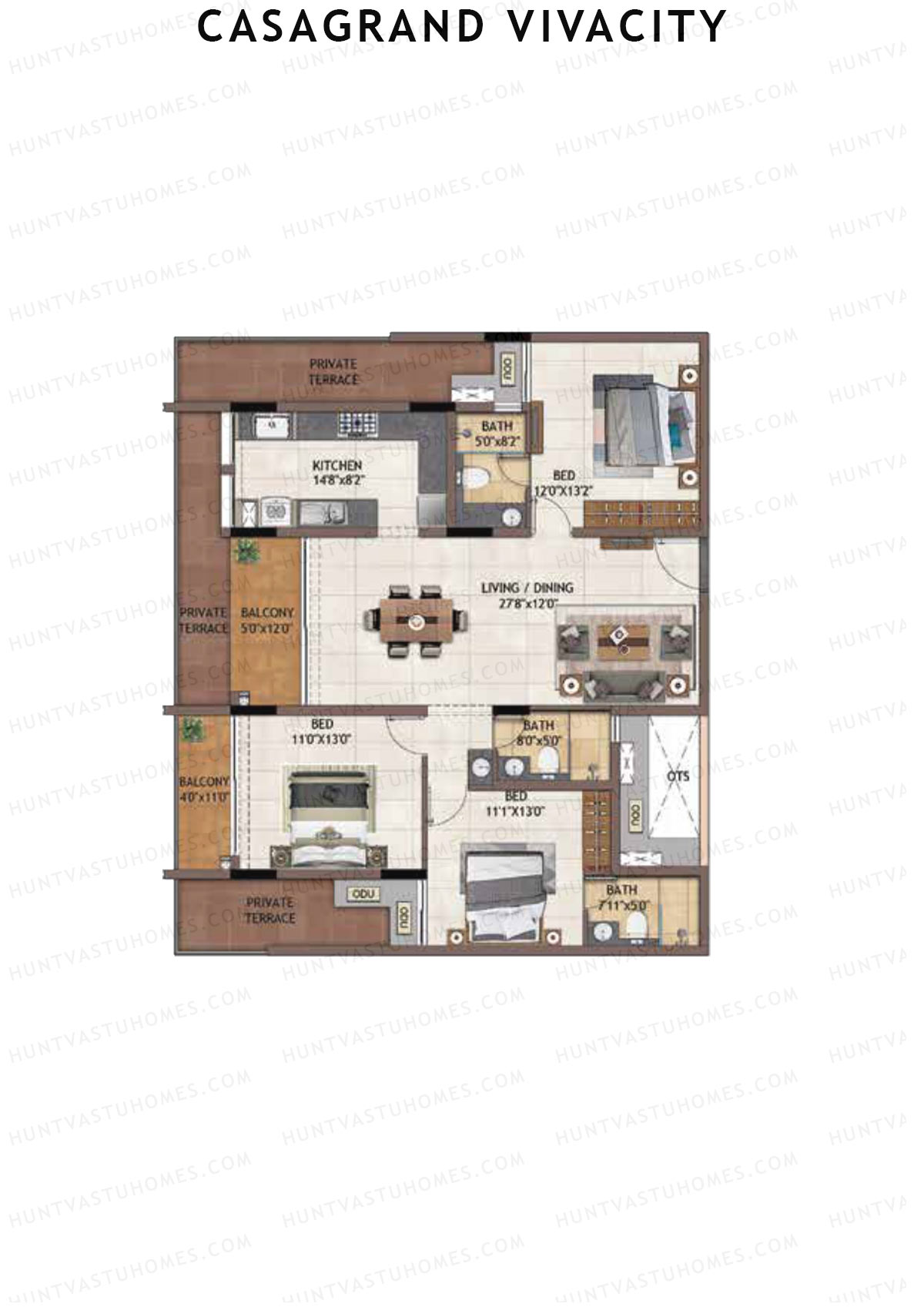 Casagrand Vivacity Tower 2 Unit D2 Floor Plan