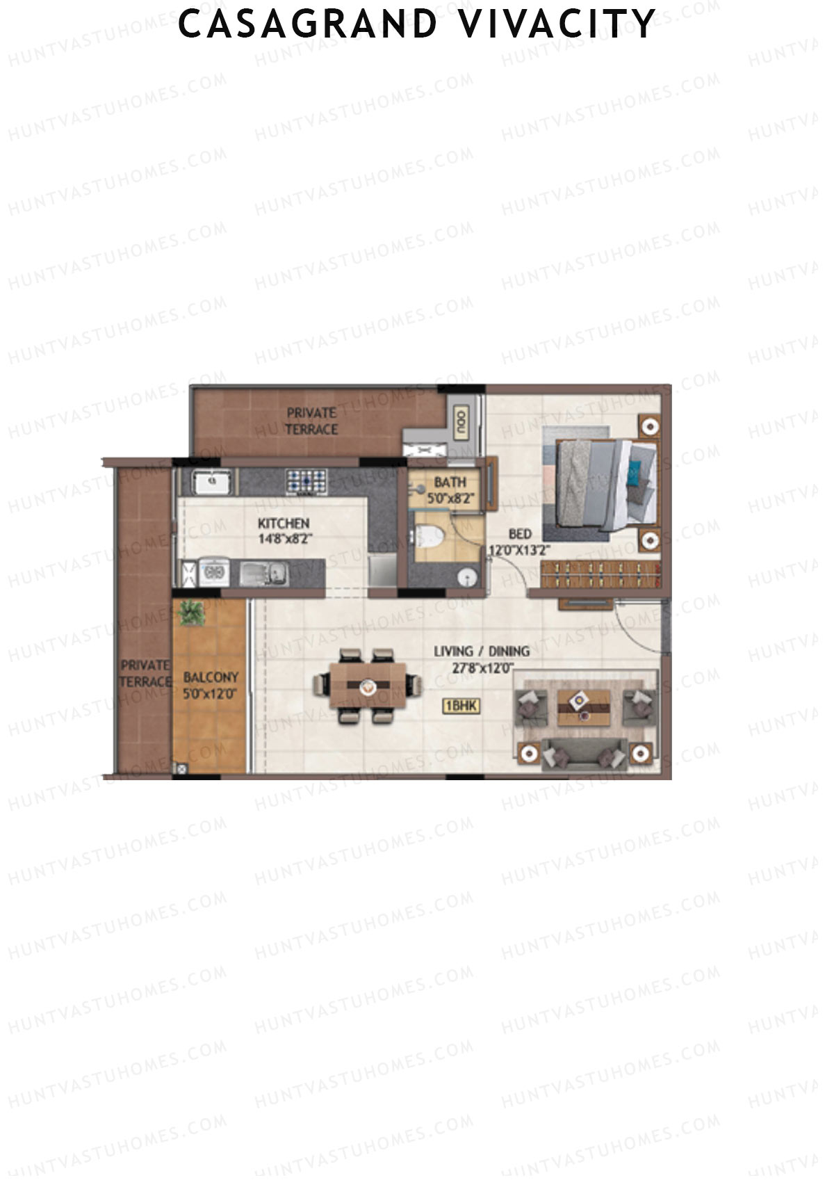 Casagrand Vivacity Tower 2 Unit D3 Floor Plan