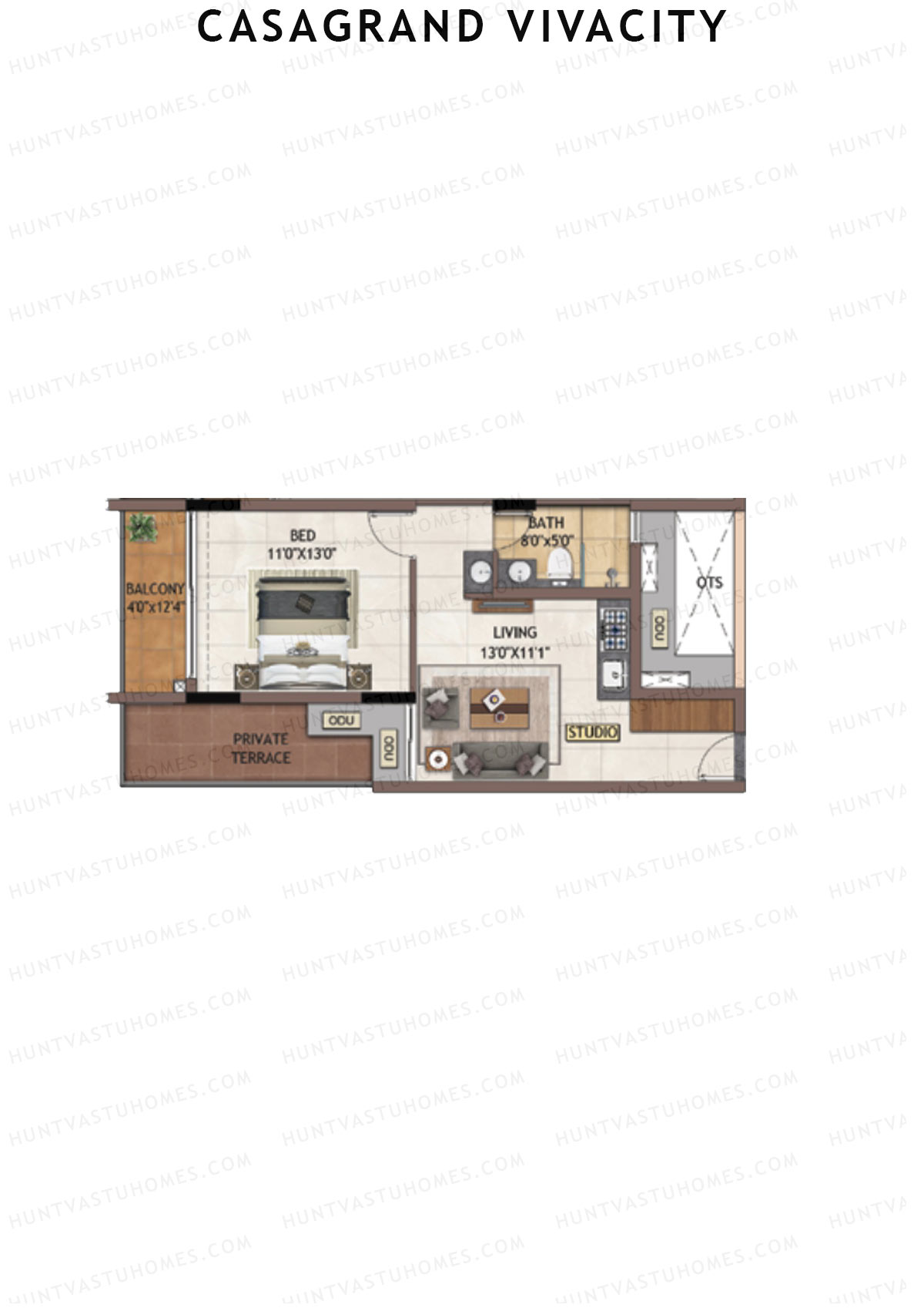 Casagrand Vivacity Tower 2 Unit D3A Floor Plan