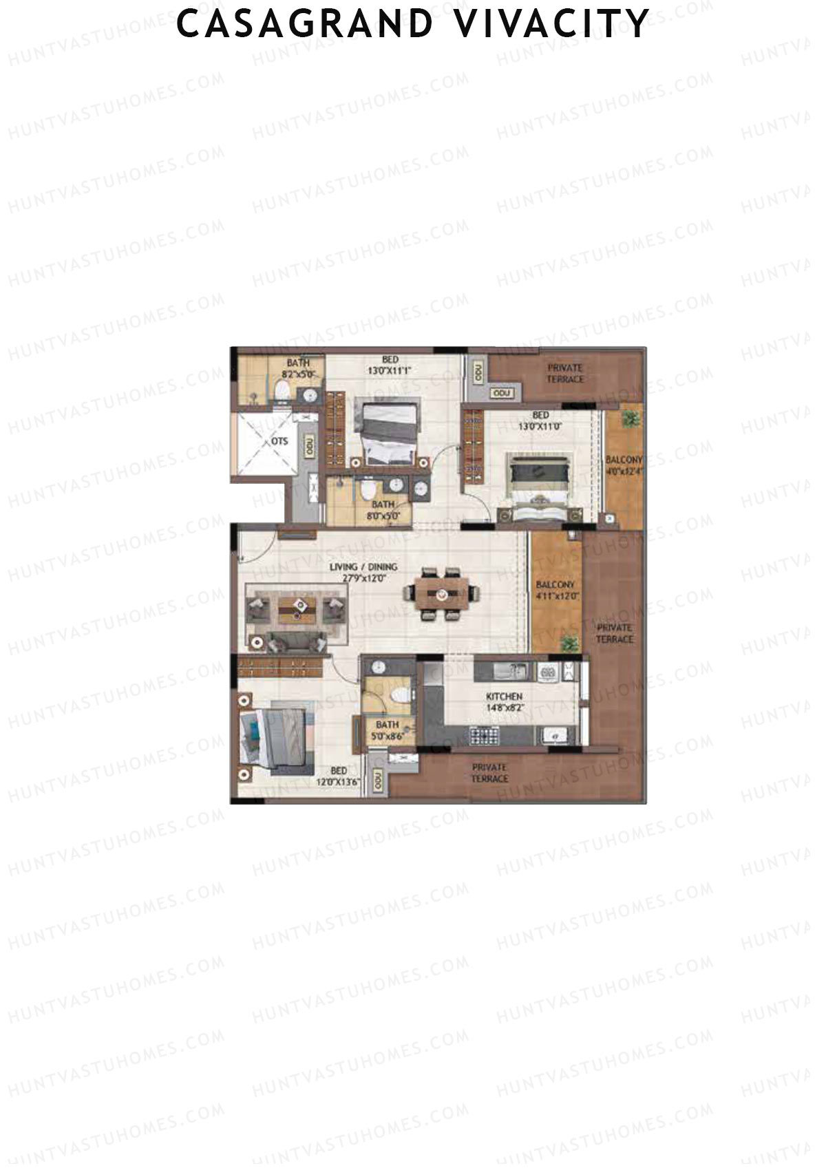 Casagrand Vivacity Tower 2 Unit D7 Floor Plan