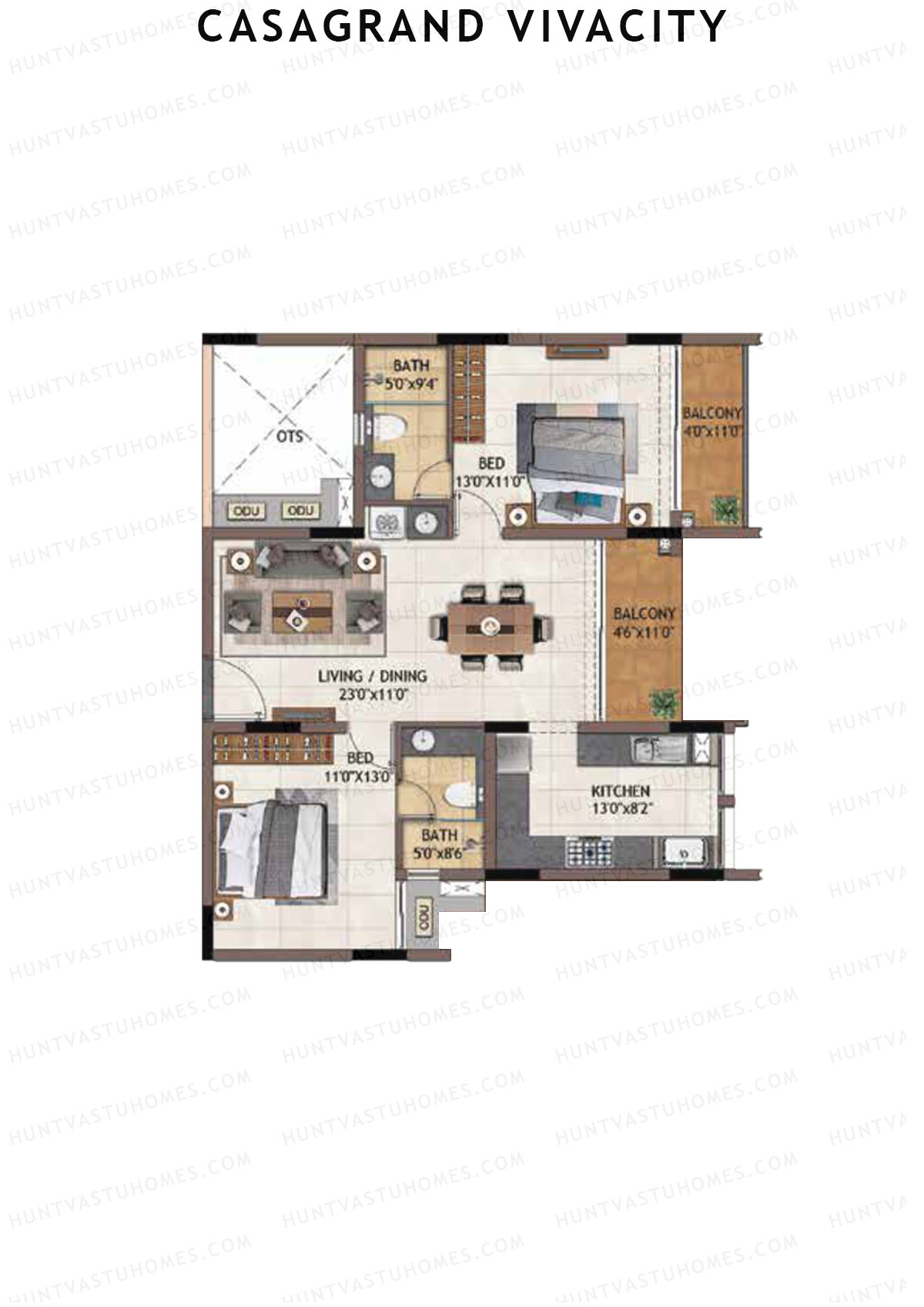 Casagrand Vivacity Tower 2 Unit D8 Floor Plan