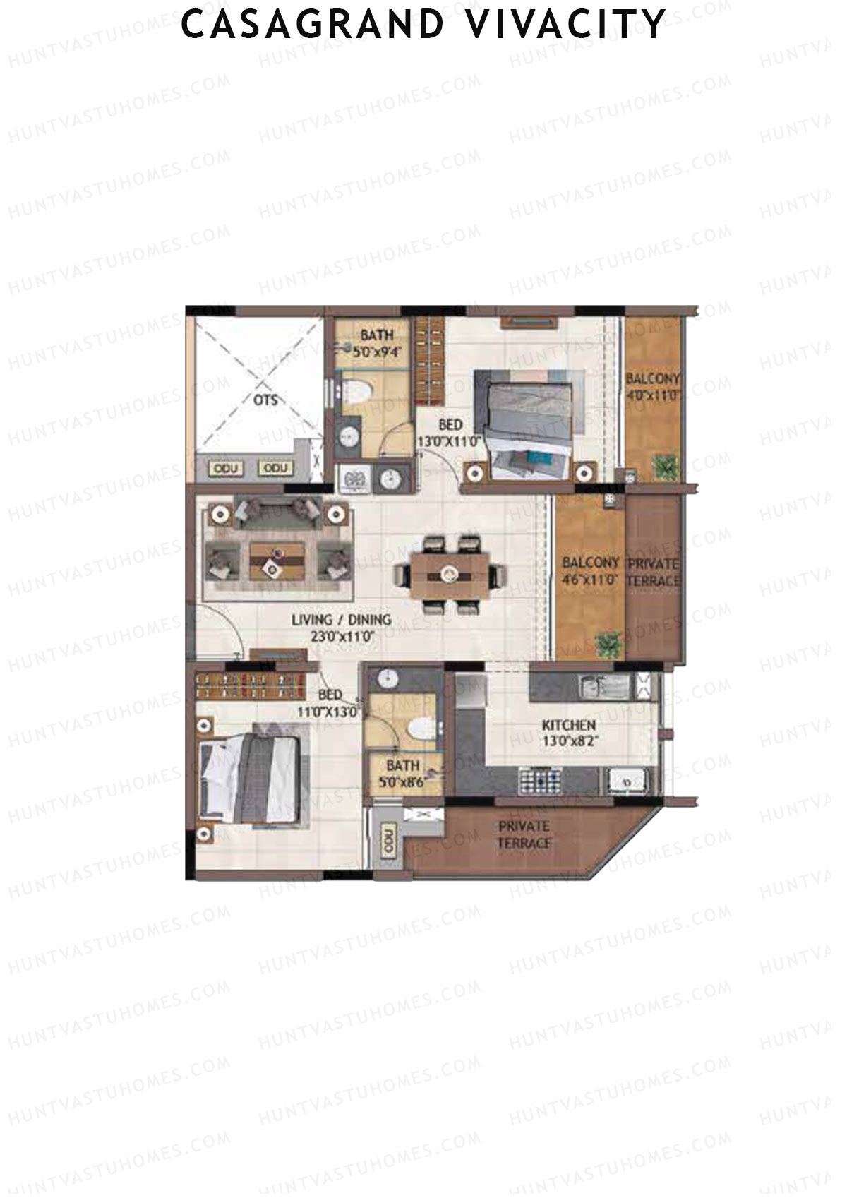 Casagrand Vivacity Tower 2 Unit D8 Floor Plan