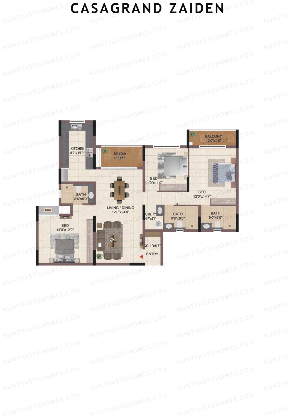 Casagrand Zaiden Tower C Unit 3 Floor Plan