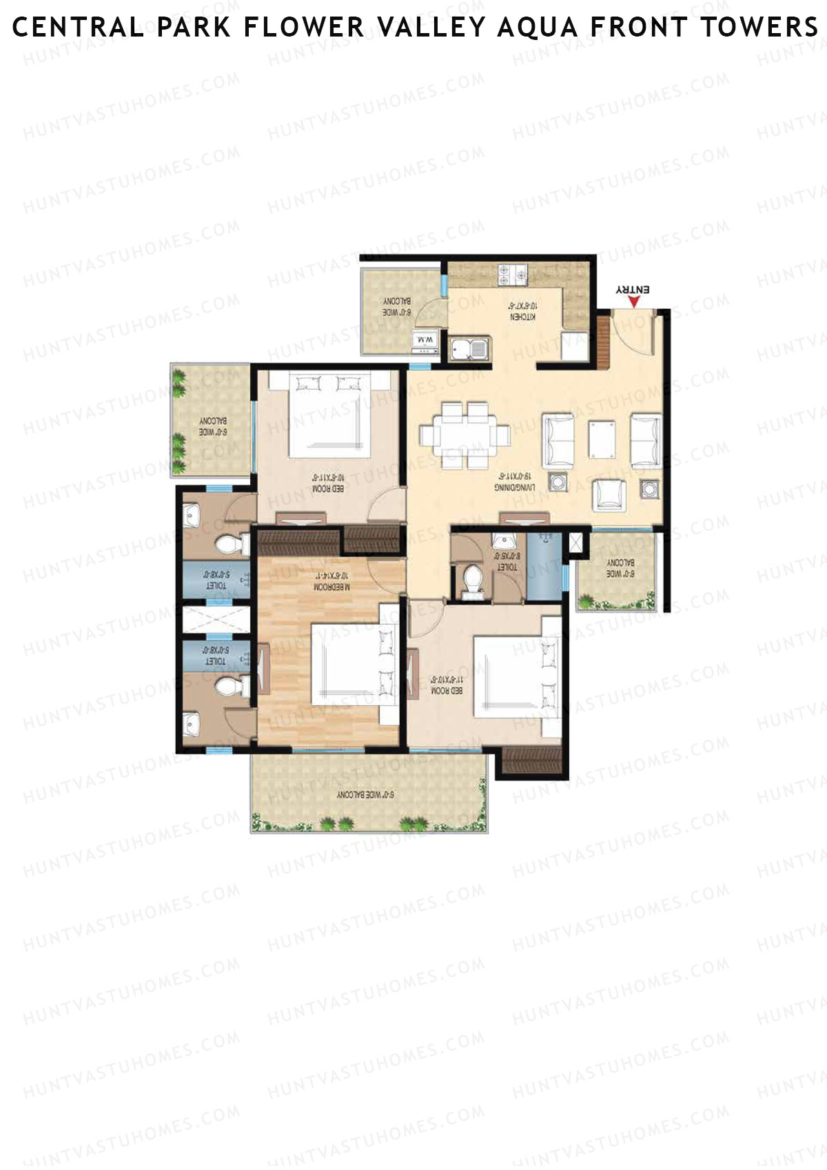 Central Park Flower Valley Aqua Front Towers Tower C Unit 4 Floor Plan