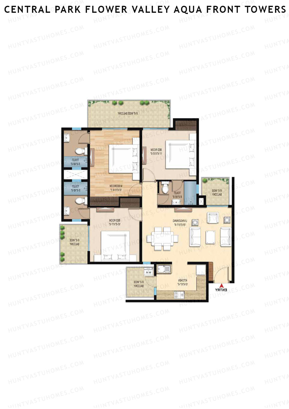Central Park Flower Valley Aqua Front Towers Tower E Unit 1 Floor Plan