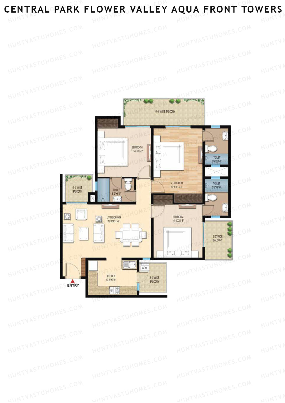 Central Park Flower Valley Aqua Front Towers Tower F Unit 2 Floor Plan