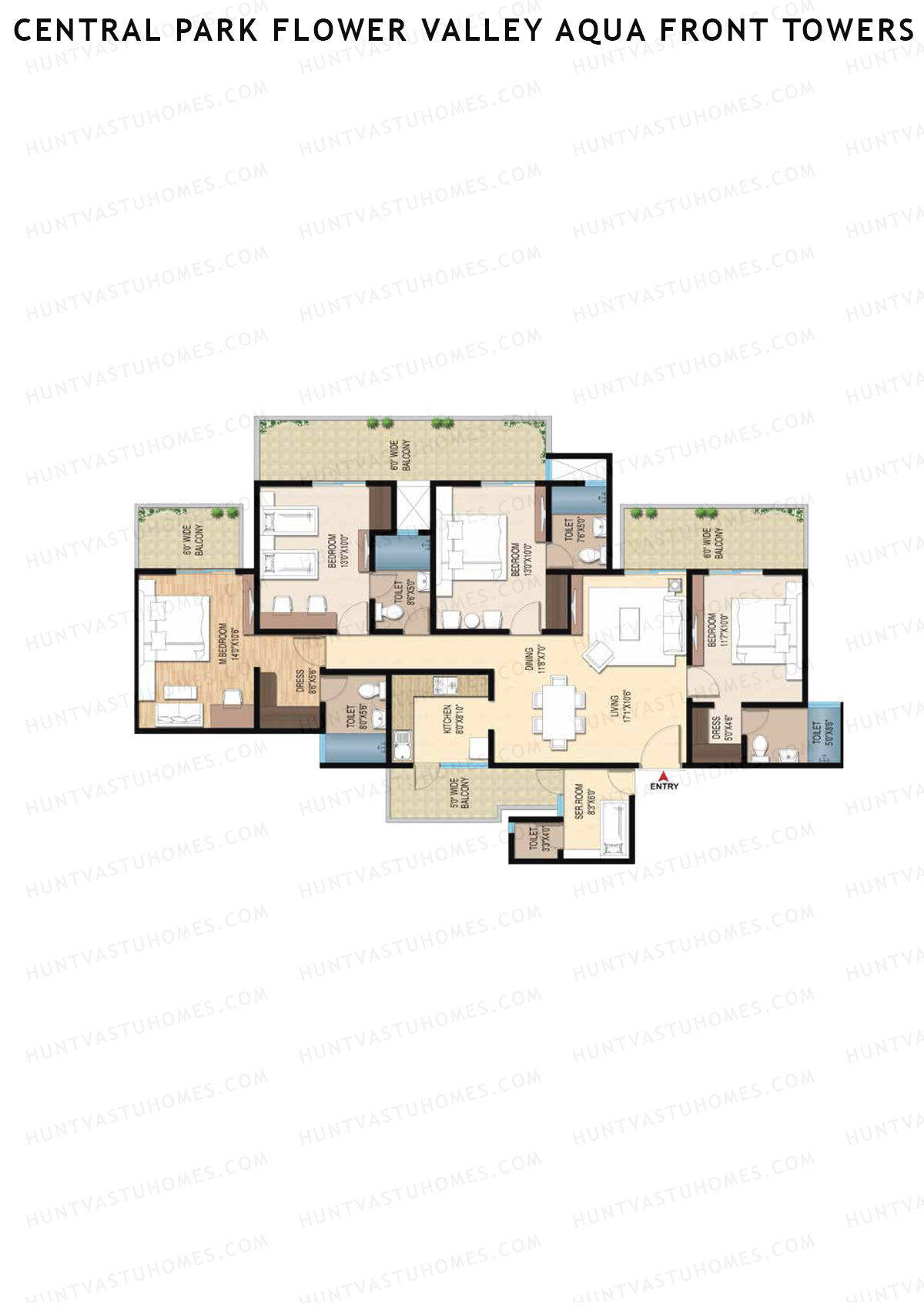 Central Park Flower Valley Aqua Front Towers Tower G Unit 1 Floor Plan